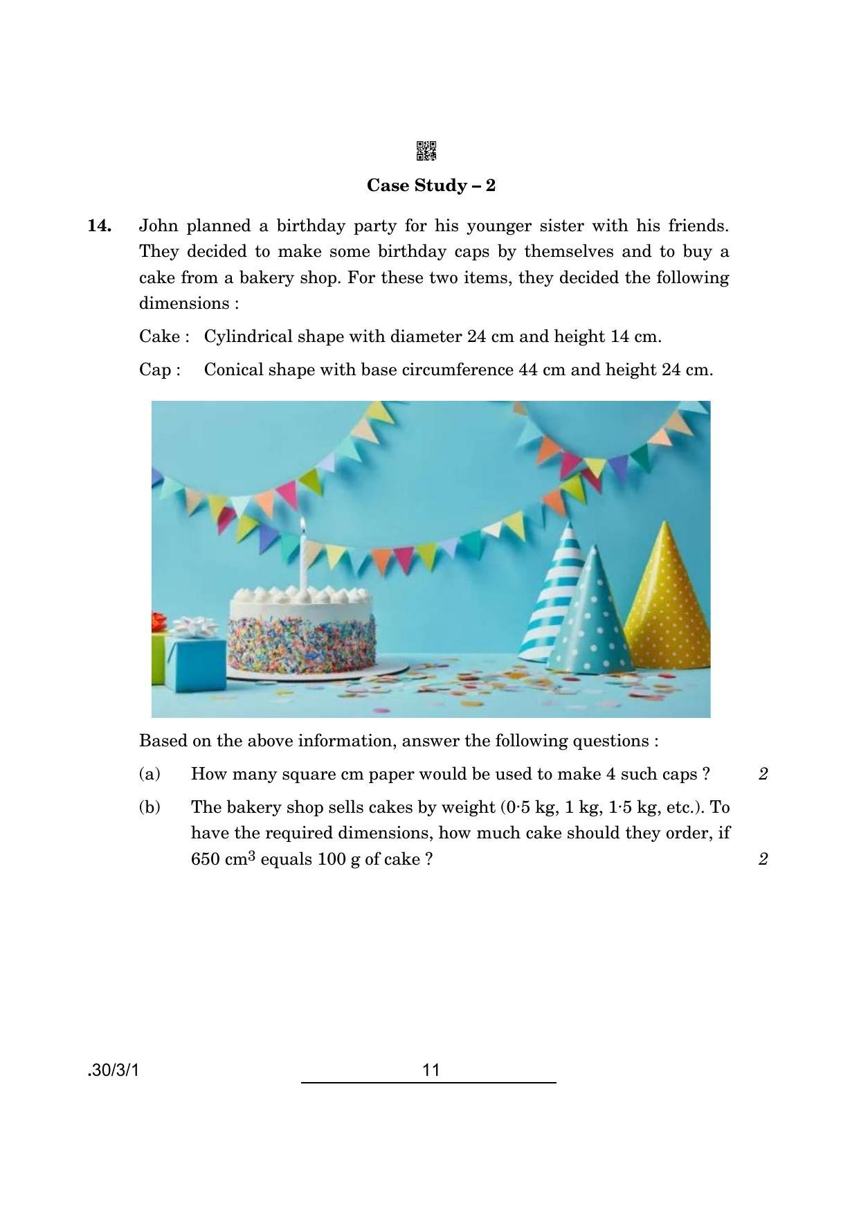 CBSE Class 10 Maths (30/3/1 - SET I) 2022 Question Paper - Page 11