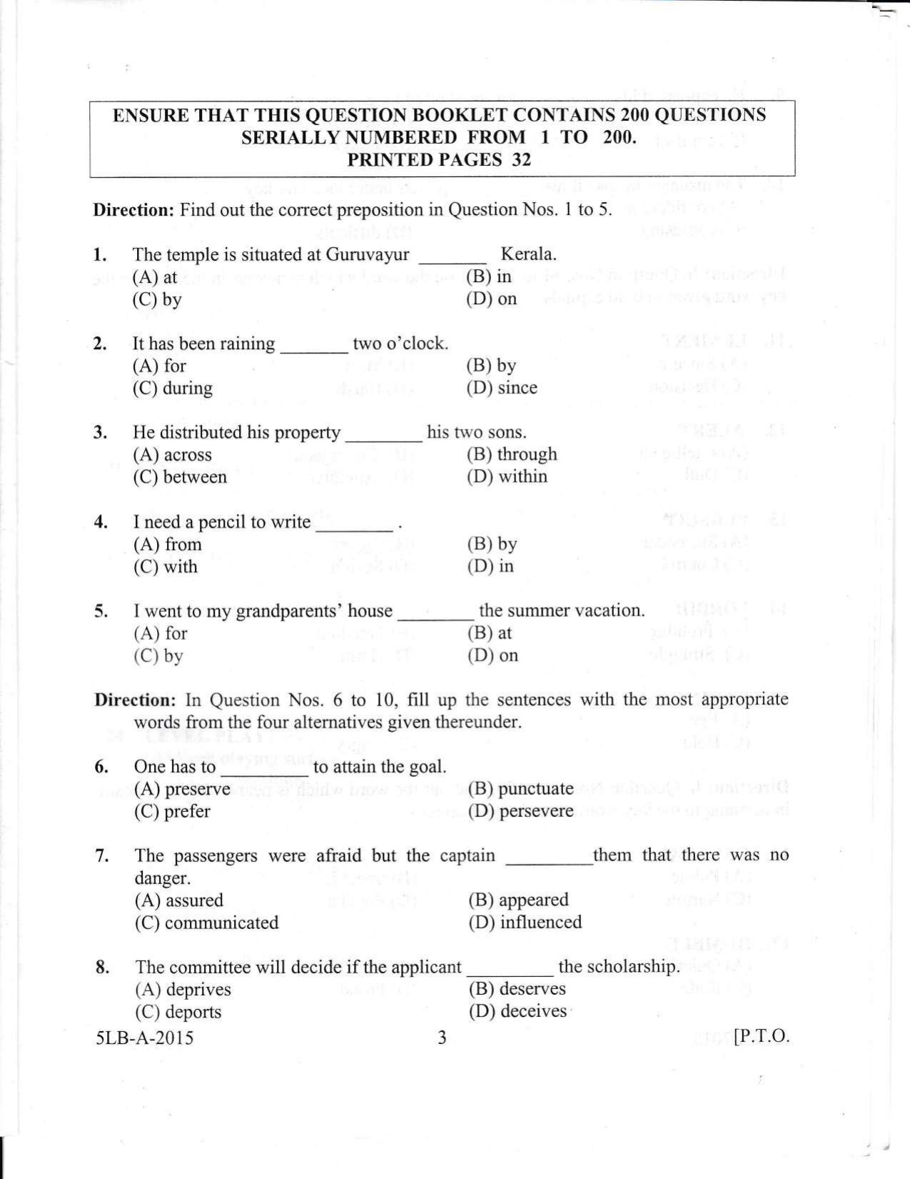 KLEE 5 Year LLB Exam 2015 Question Paper - Page 3