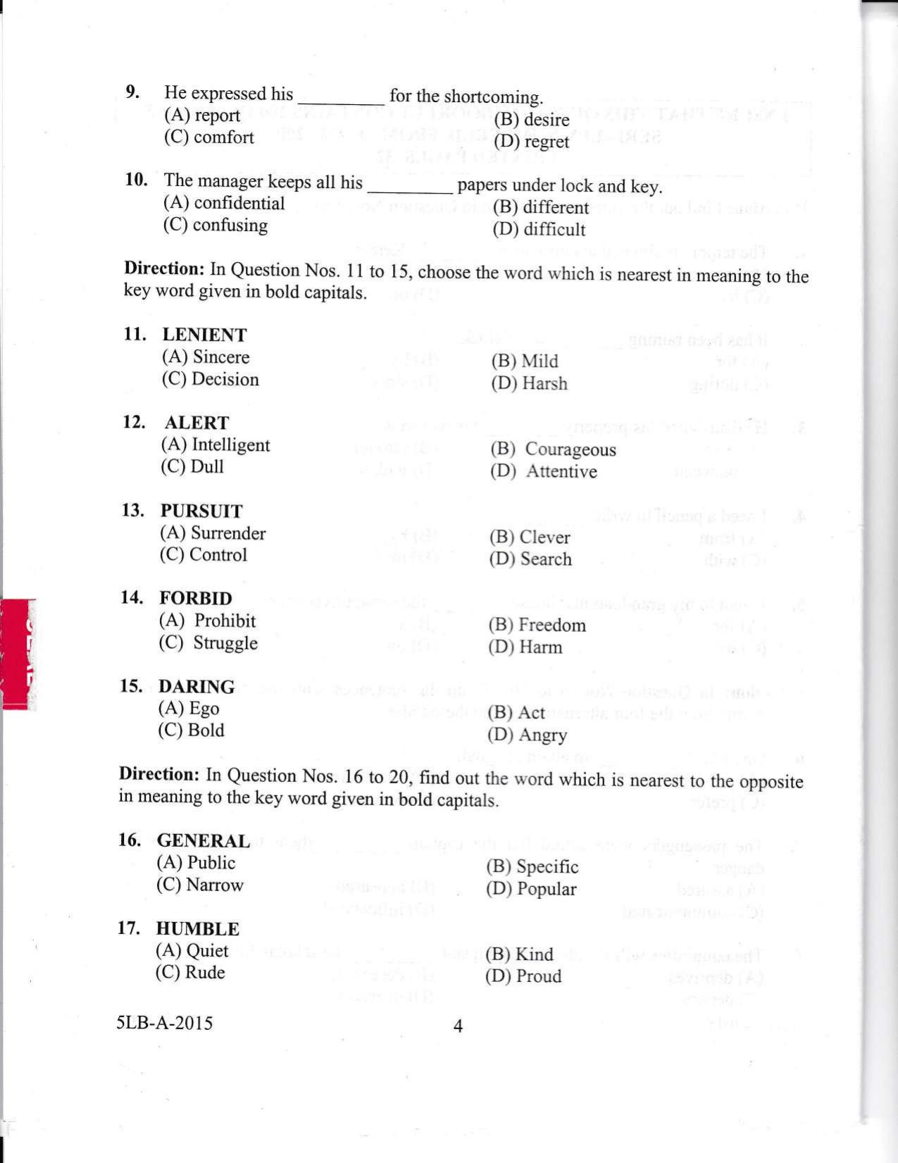 KLEE 5 Year LLB Exam 2015 Question Paper - Page 4