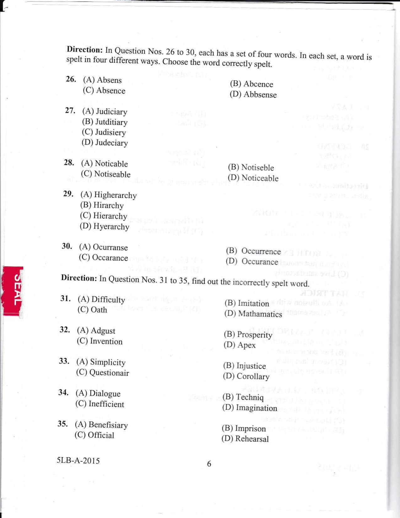 KLEE 5 Year LLB Exam 2015 Question Paper - Page 6