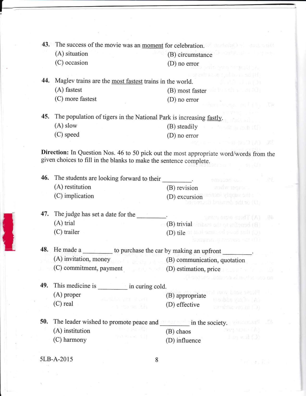 KLEE 5 Year LLB Exam 2015 Question Paper - Page 8