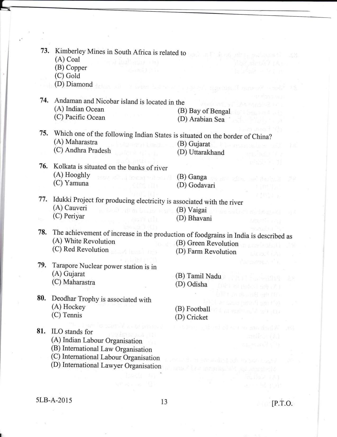 KLEE 5 Year LLB Exam 2015 Question Paper - Page 13