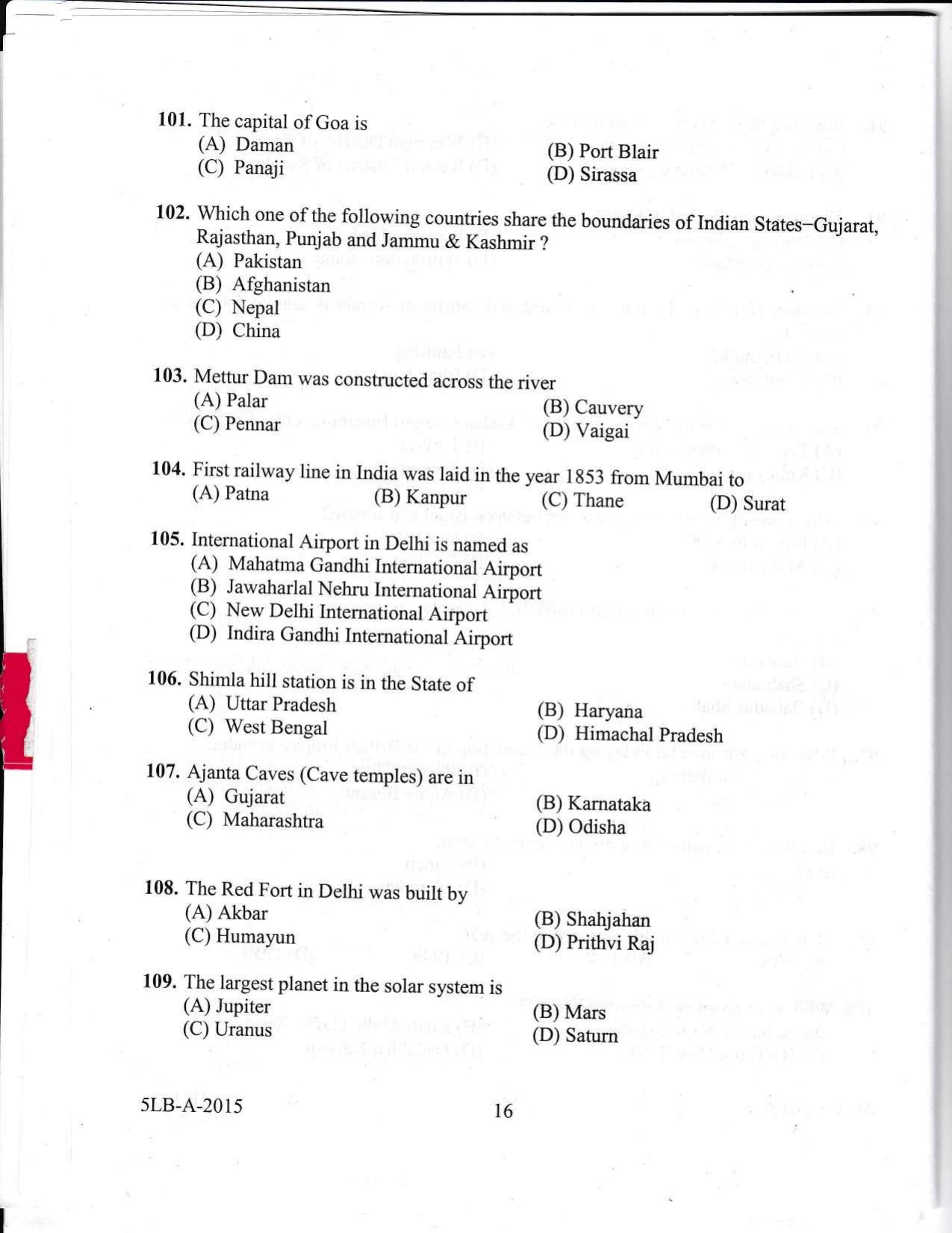KLEE 5 Year LLB Exam 2015 Question Paper - Page 16