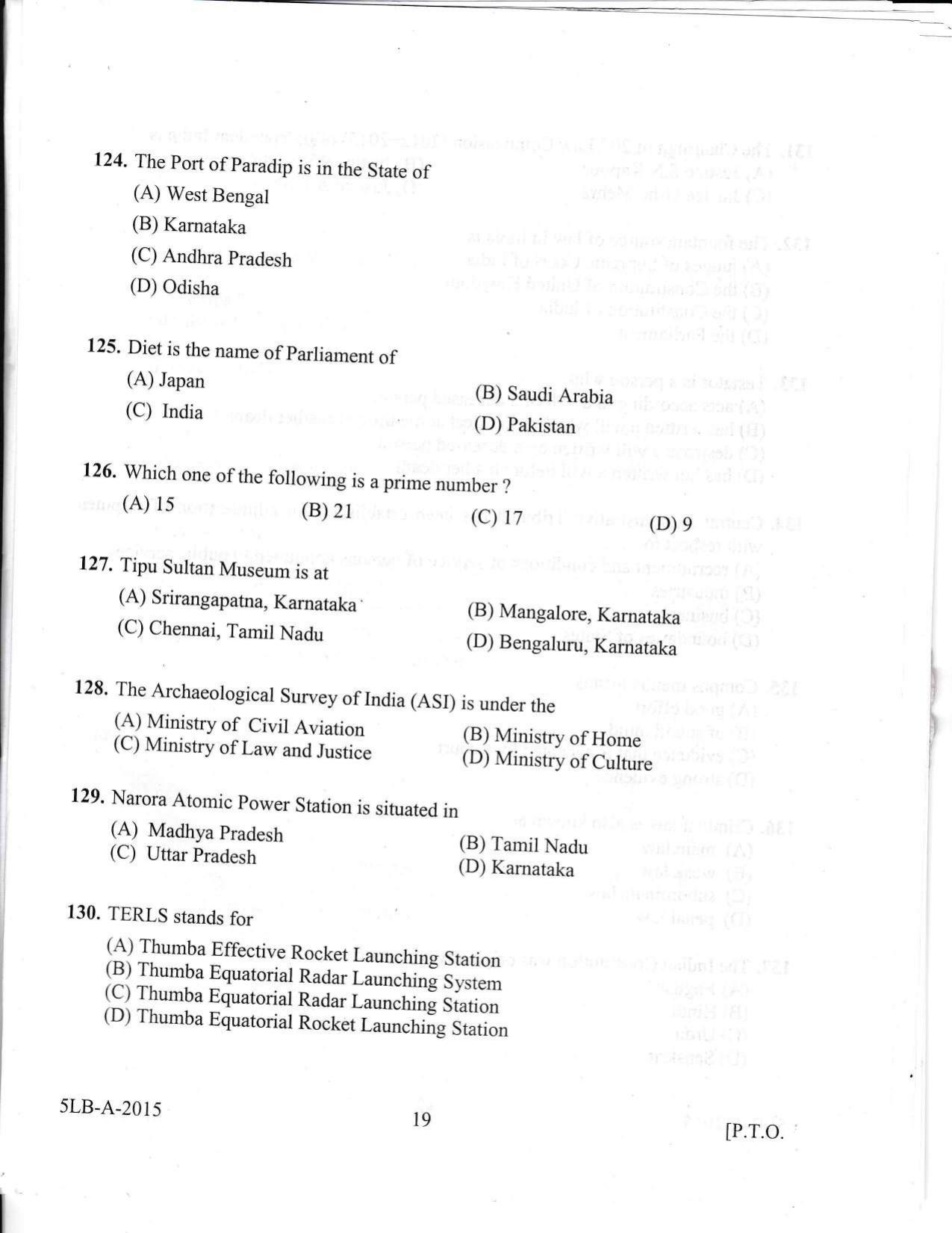 KLEE 5 Year LLB Exam 2015 Question Paper - Page 19