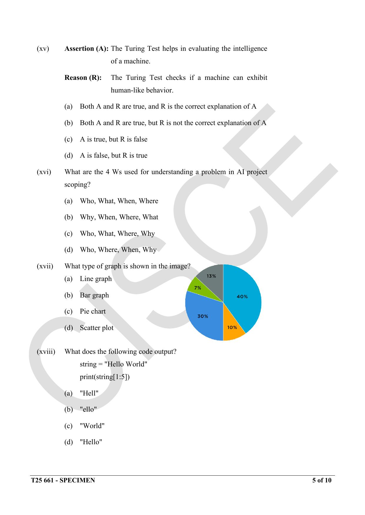 ICSE Class 10 2025 Robotics and Artificial Intelligence (QP & MS) Specimen Paper - Page 5