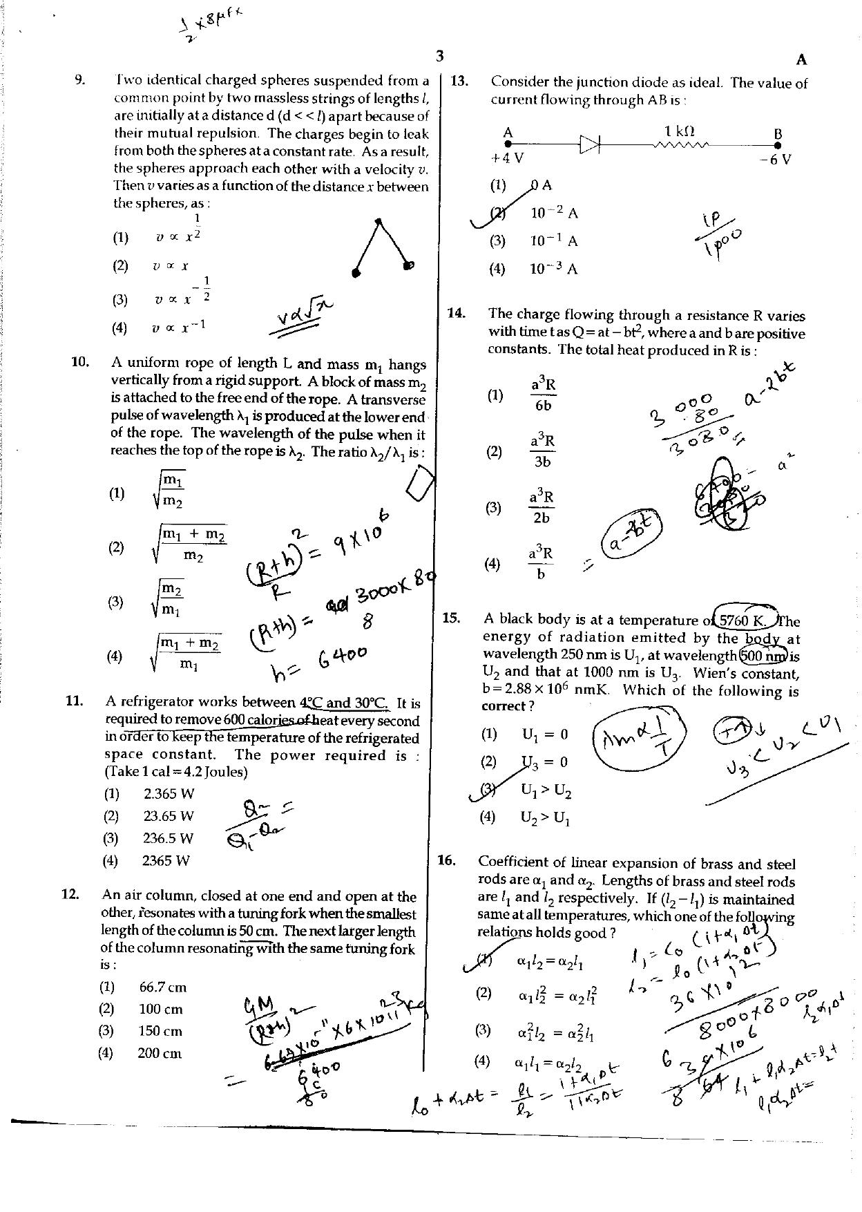 NEET Code A/ P/ W 2016 Question Paper - Page 3