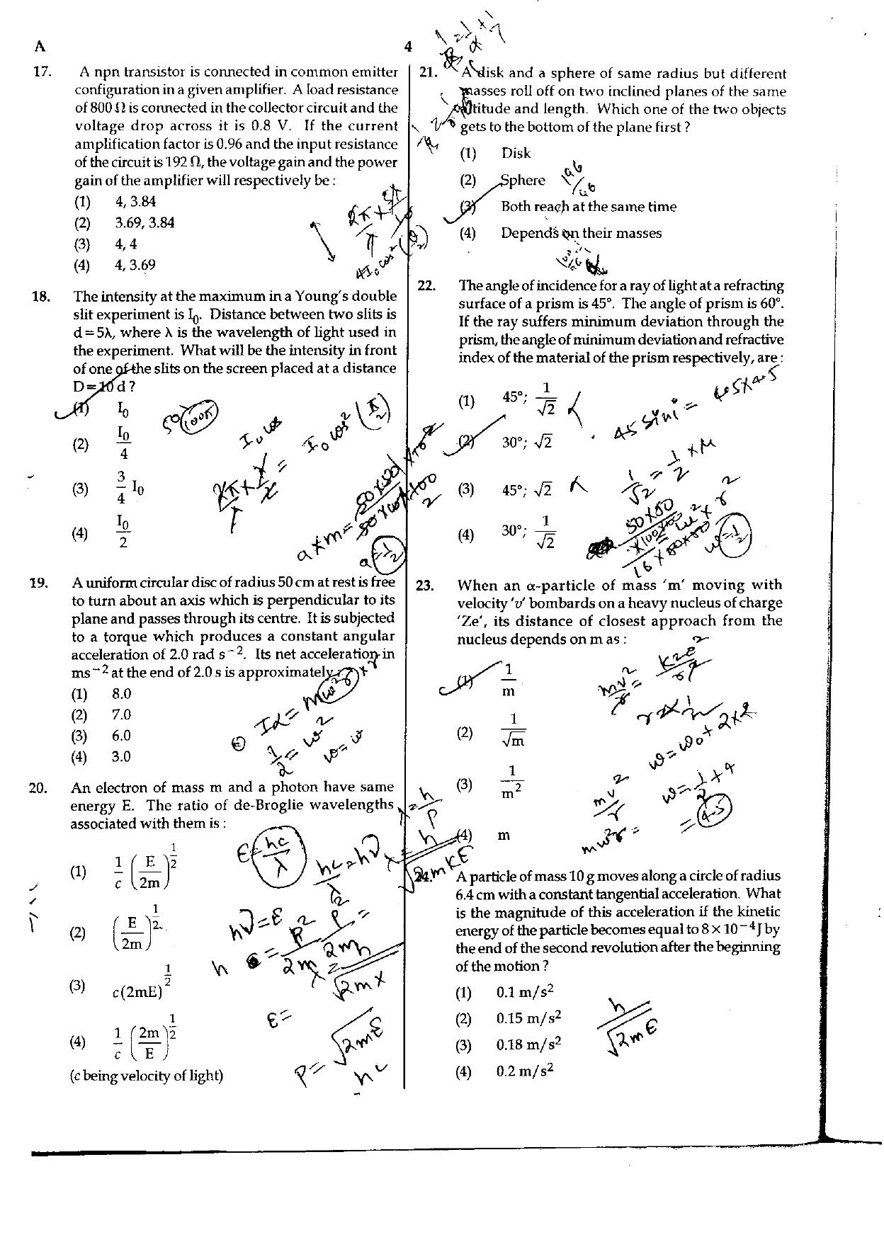 NEET Code A/ P/ W 2016 Question Paper - Page 4