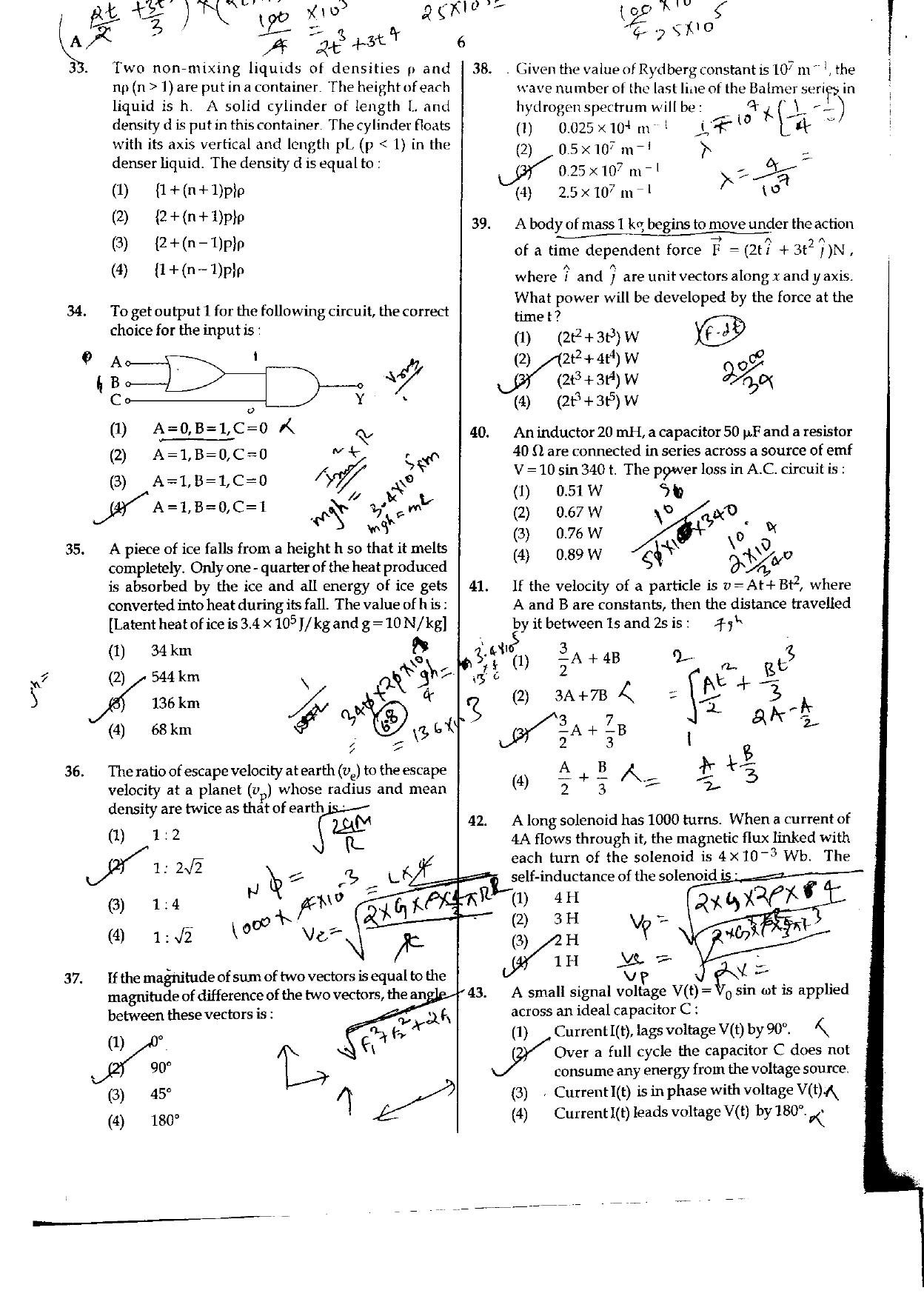 NEET Code A/ P/ W 2016 Question Paper - Page 6