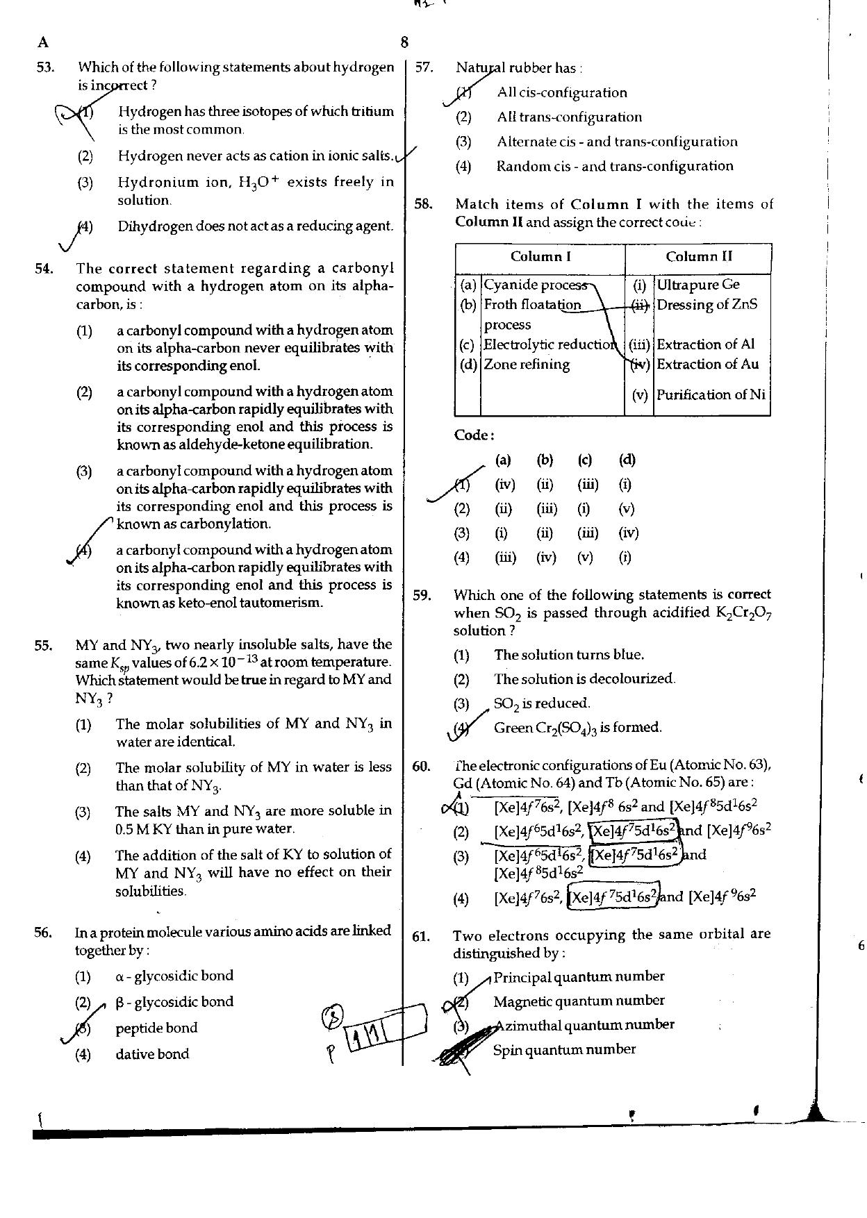 NEET Code A/ P/ W 2016 Question Paper - Page 8