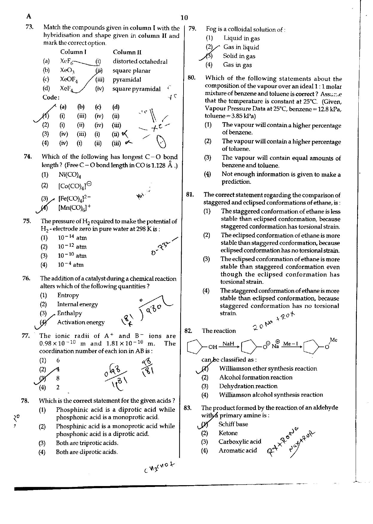 NEET Code A/ P/ W 2016 Question Paper - Page 10