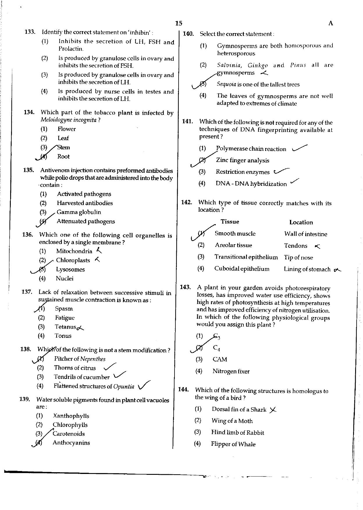 NEET Code A/ P/ W 2016 Question Paper - Page 15