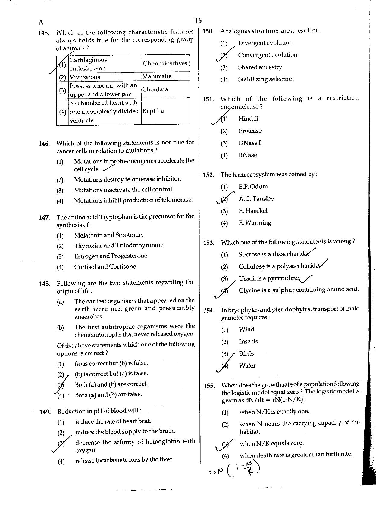 NEET Code A/ P/ W 2016 Question Paper - Page 16