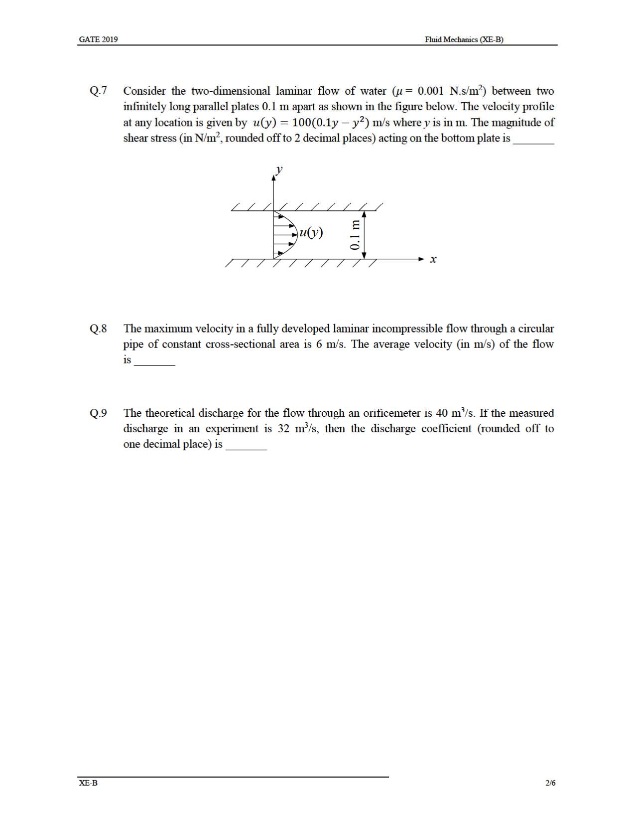 GATE 2019 Engineering Sciences (XE) Question Paper - Page 7