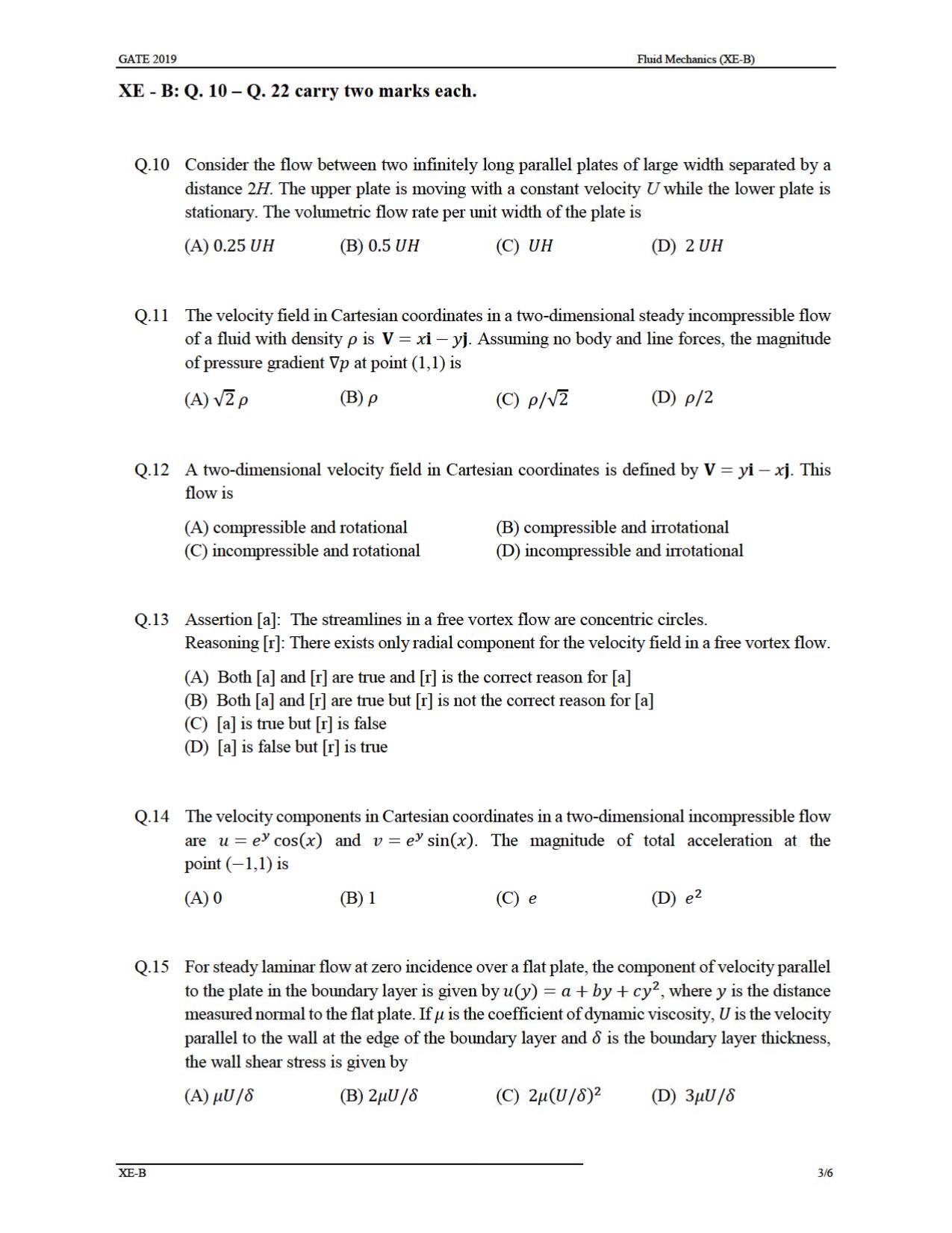 GATE 2019 Engineering Sciences (XE) Question Paper - Page 8
