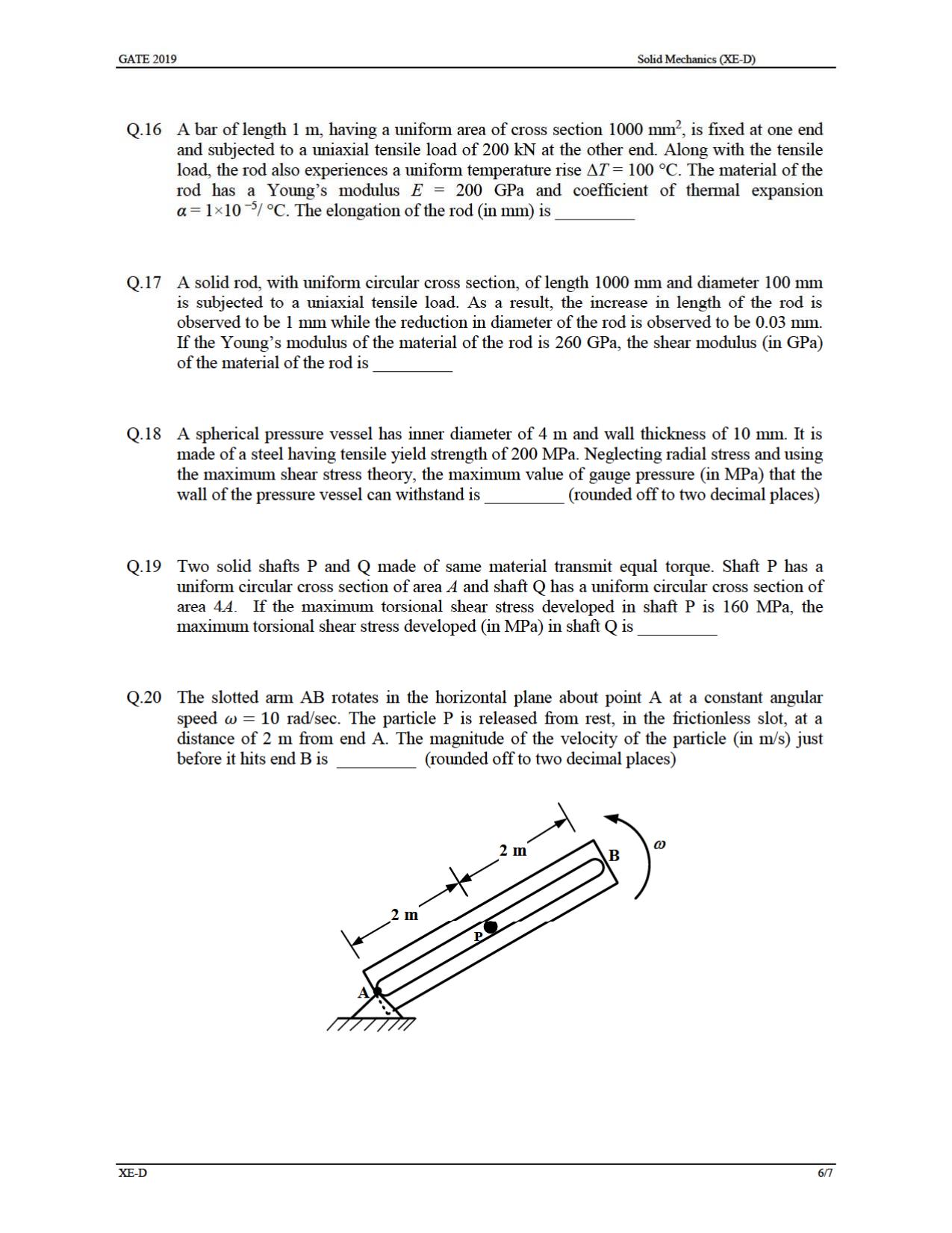 GATE 2019 Engineering Sciences (XE) Question Paper - Page 21