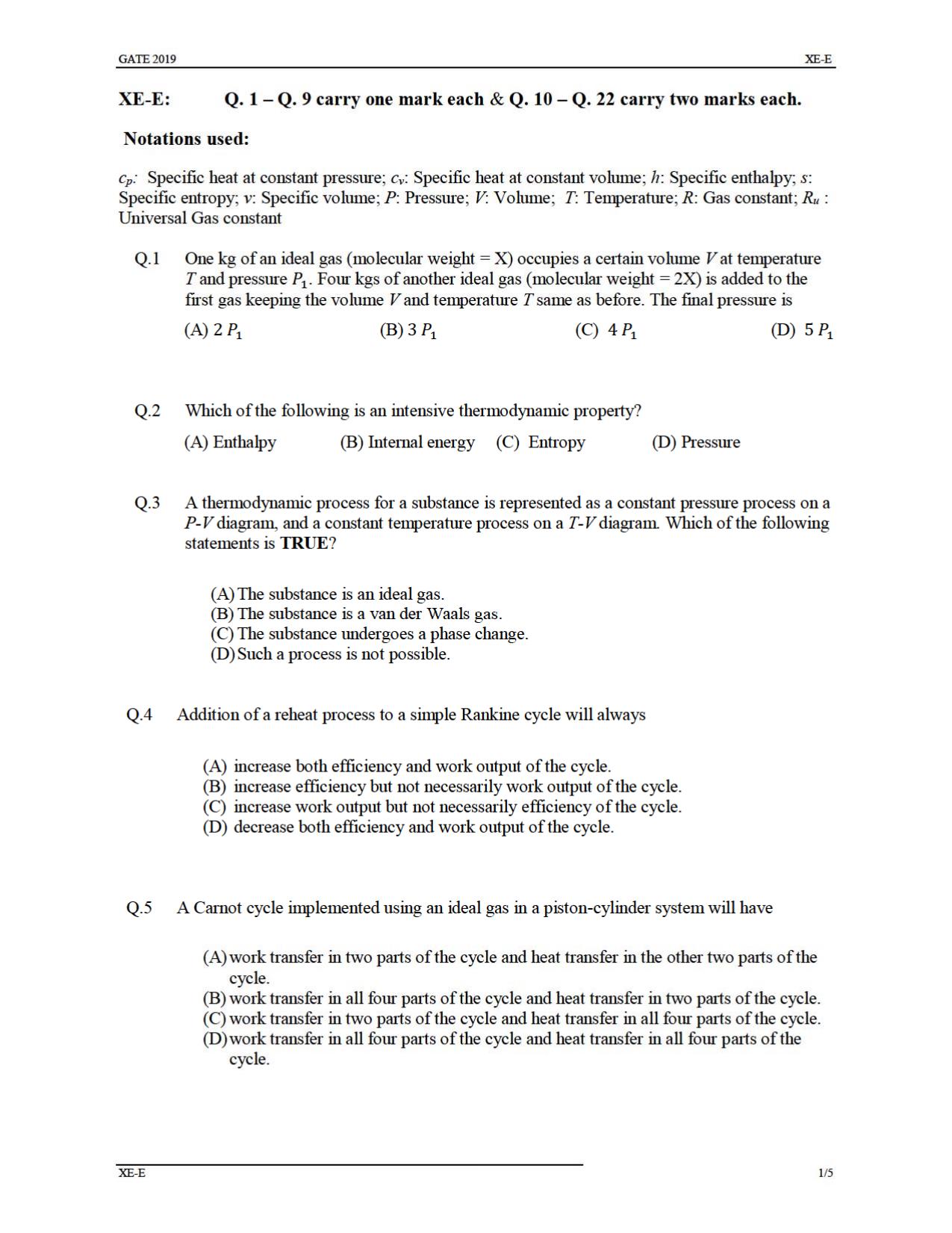 GATE 2019 Engineering Sciences (XE) Question Paper - Page 23
