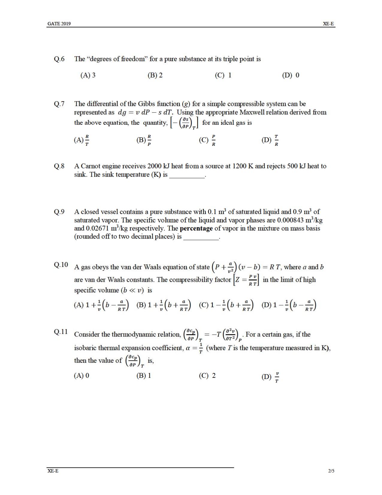 GATE 2019 Engineering Sciences (XE) Question Paper - Page 24