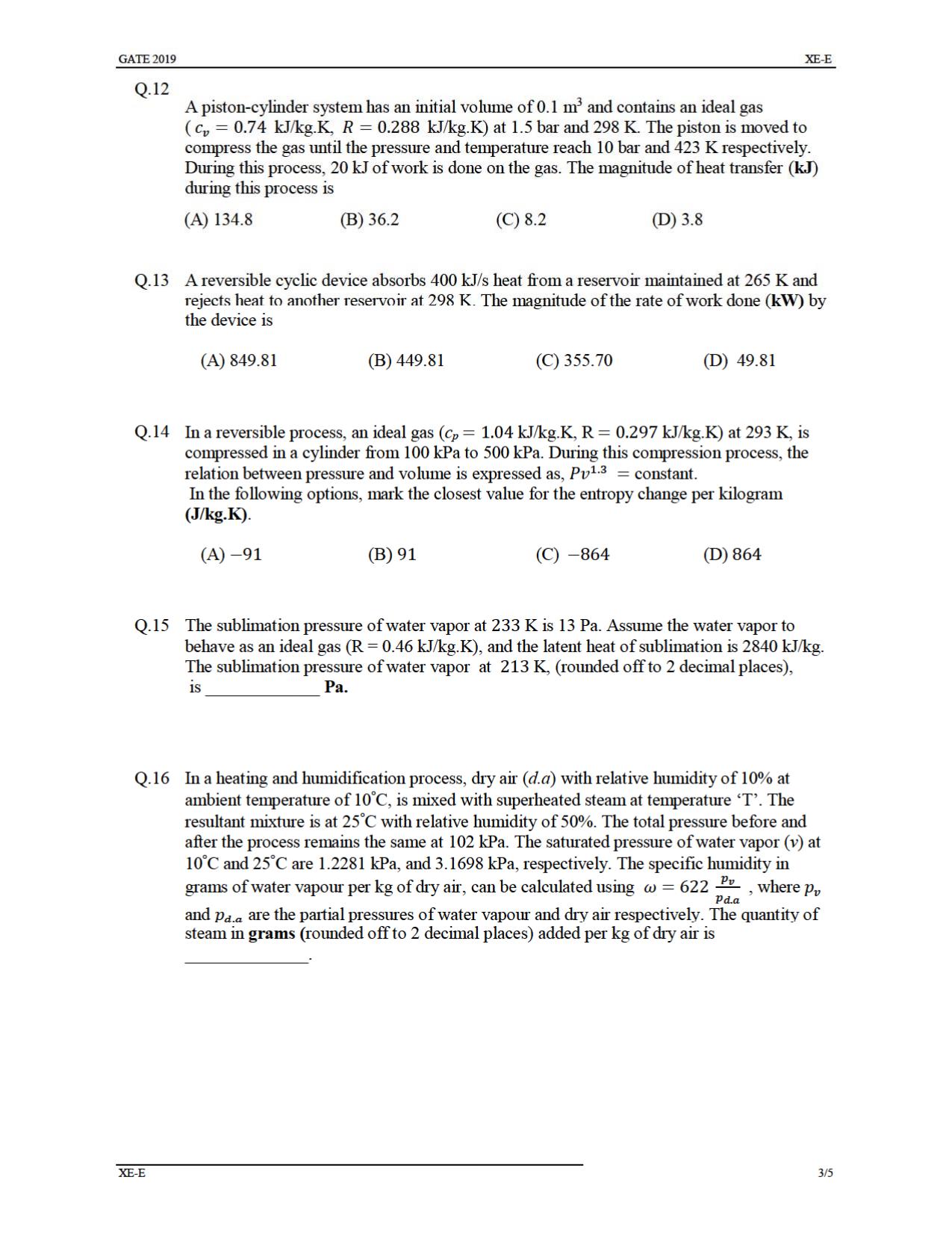 GATE 2019 Engineering Sciences (XE) Question Paper - Page 25