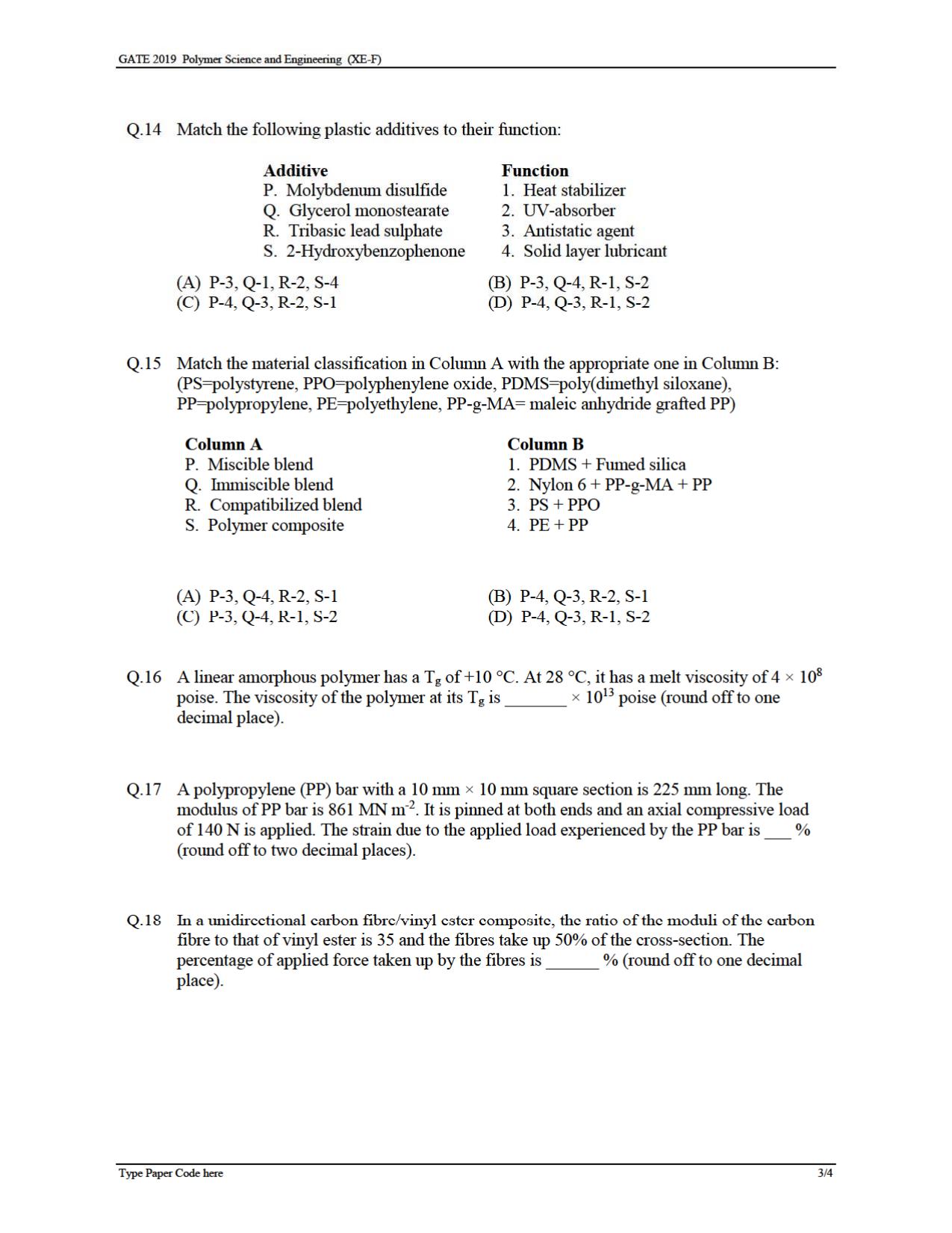 GATE 2019 Engineering Sciences (XE) Question Paper - Page 30