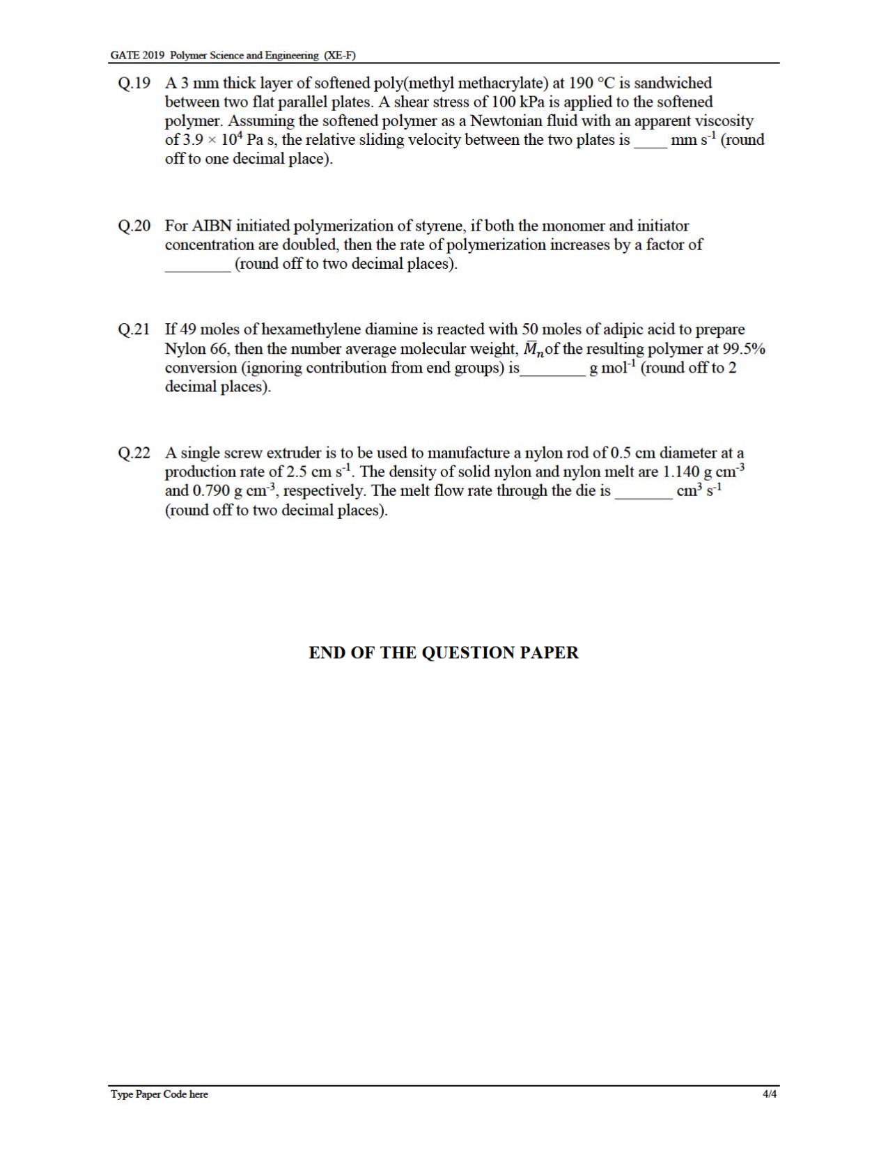 GATE 2019 Engineering Sciences (XE) Question Paper - Page 31