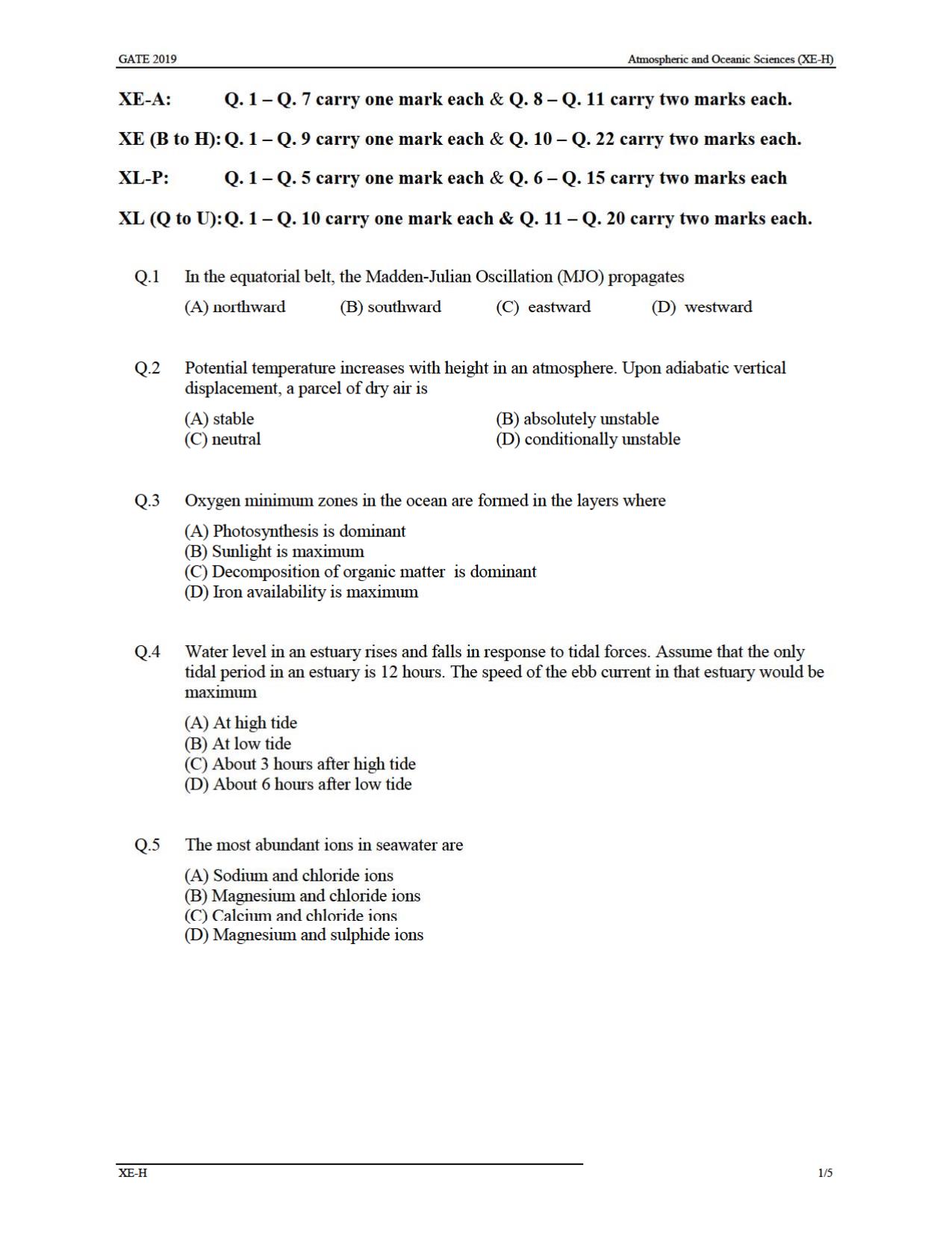 GATE 2019 Engineering Sciences (XE) Question Paper - Page 36