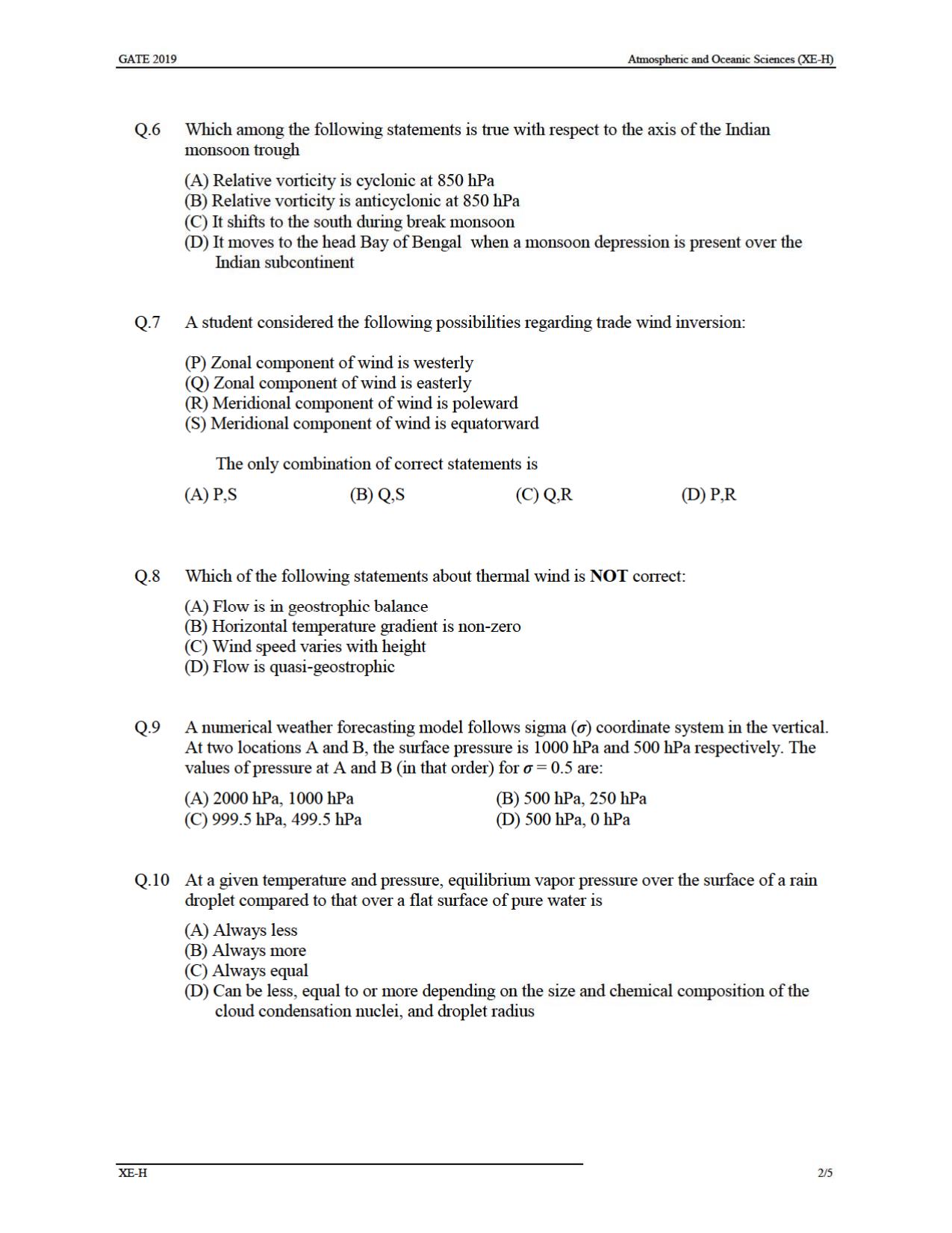 GATE 2019 Engineering Sciences (XE) Question Paper - Page 37