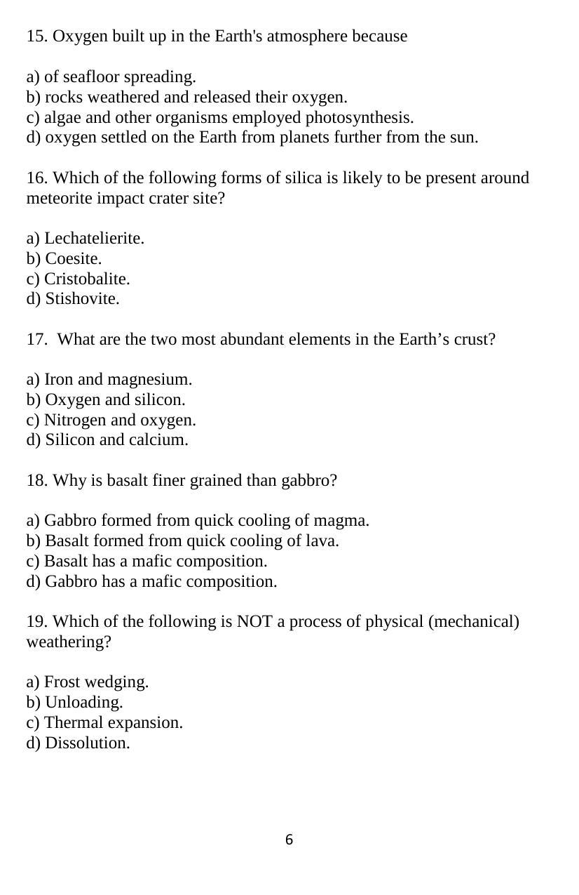 ISI Admission Test JRF in Geology GEB 2017 Sample Paper - Page 5
