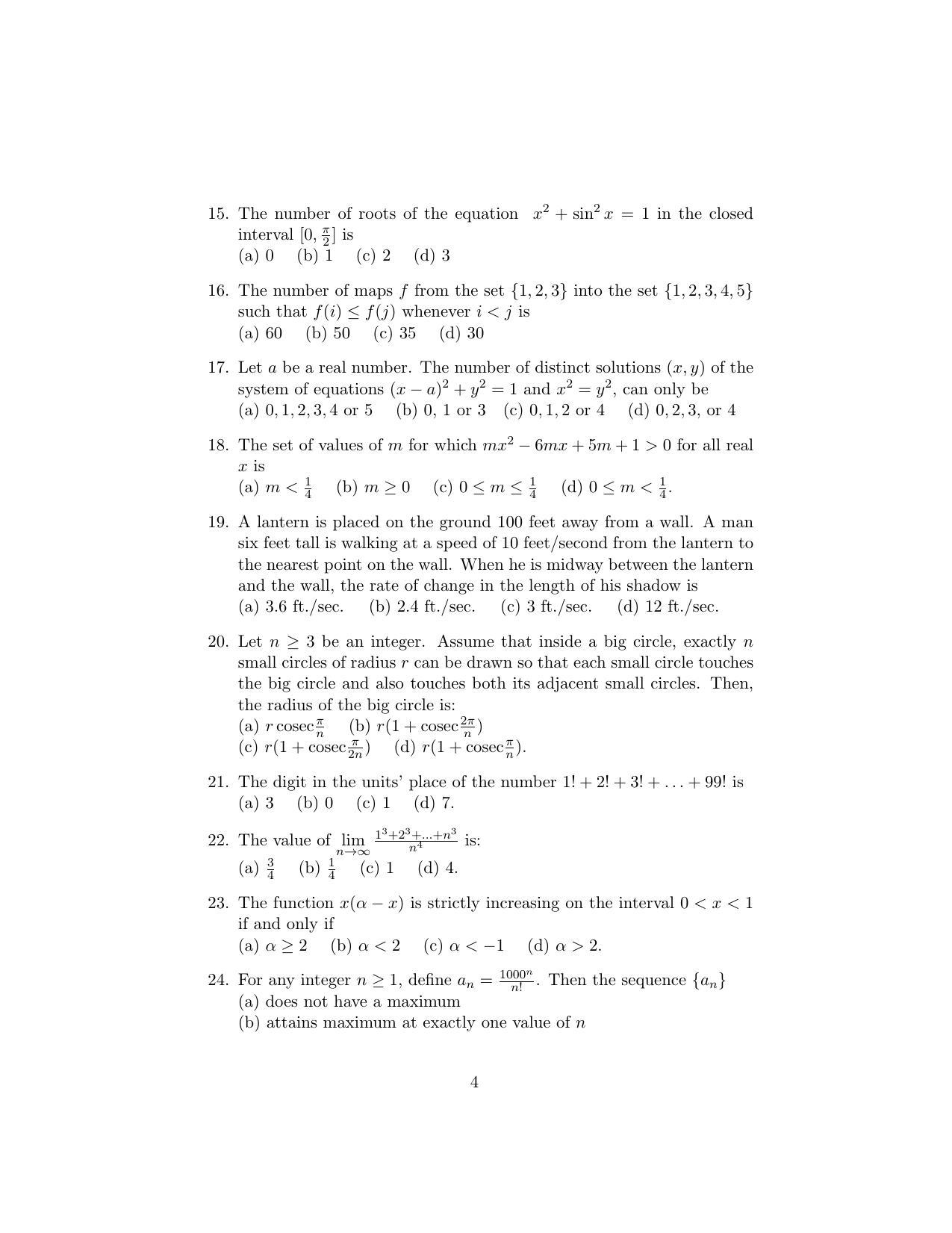 ISI Admission Test B.Math UGA 2015 Sample Paper - Page 4