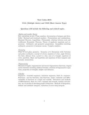 ISI Admission Test B.Math UGA 2015 Sample Paper