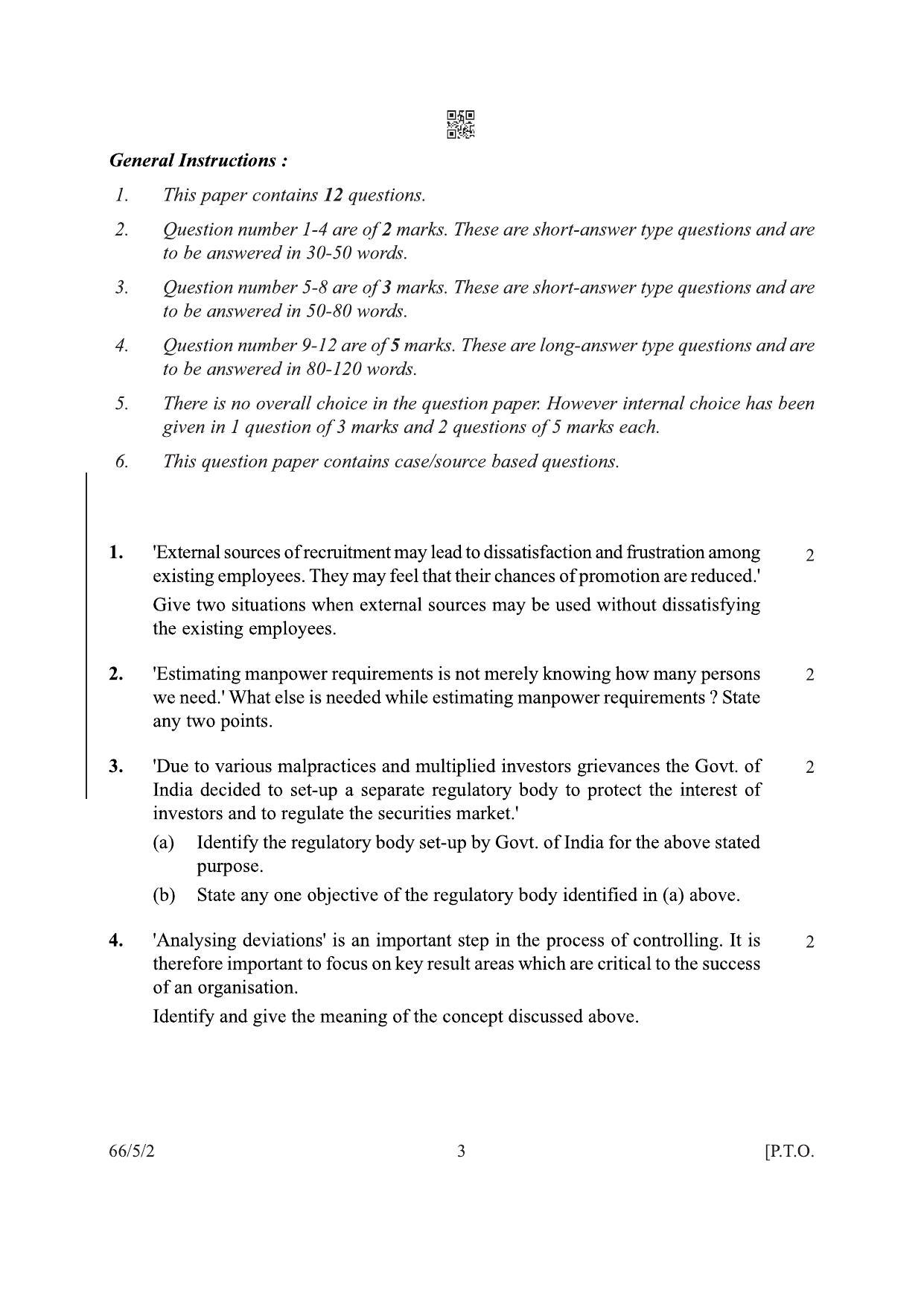CBSE Class 12 66-5-2 Business Studies 2022 Question Paper - Page 3
