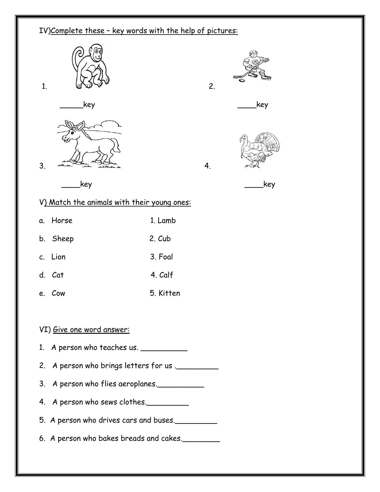 Worksheet for Class 1 English Assignment 36 - Page 2