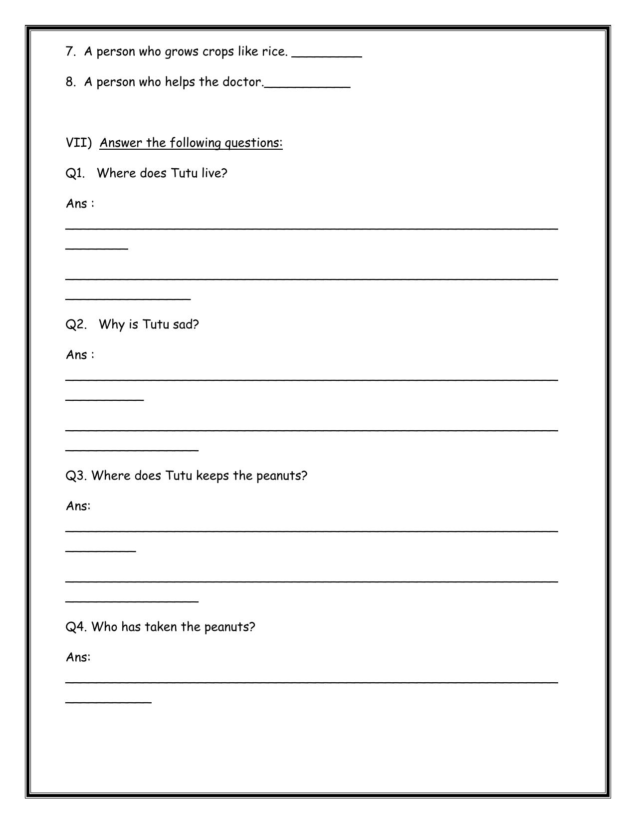 Worksheet for Class 1 English Assignment 36 - Page 3