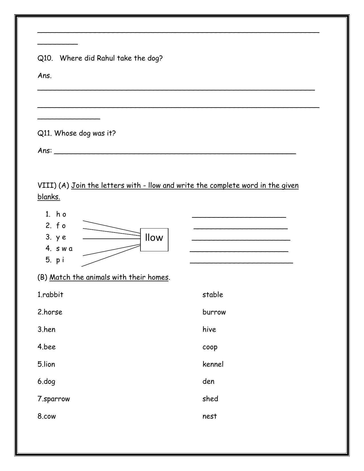 Worksheet for Class 1 English Assignment 36 - Page 5
