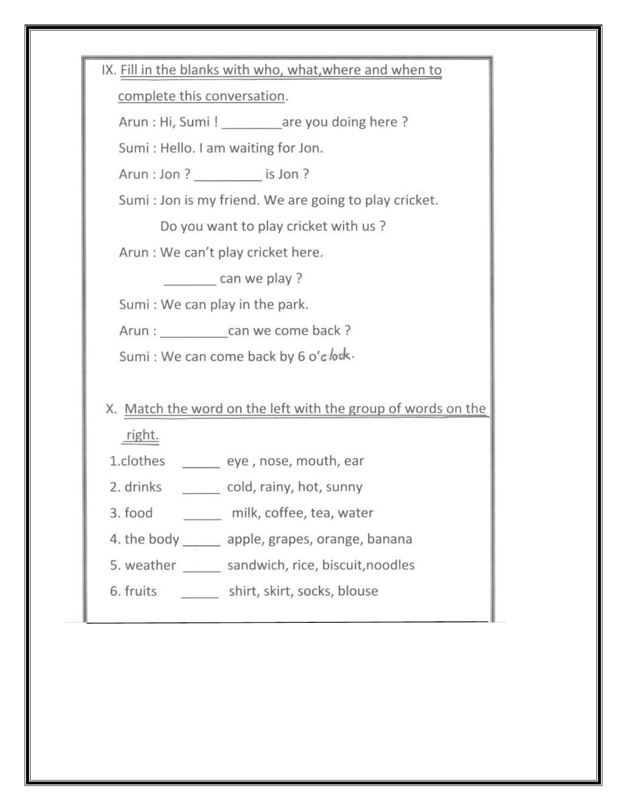 Worksheet for Class 1 English Assignment 36 - Page 6