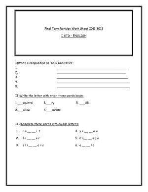 Worksheet for Class 1 English Assignment 36