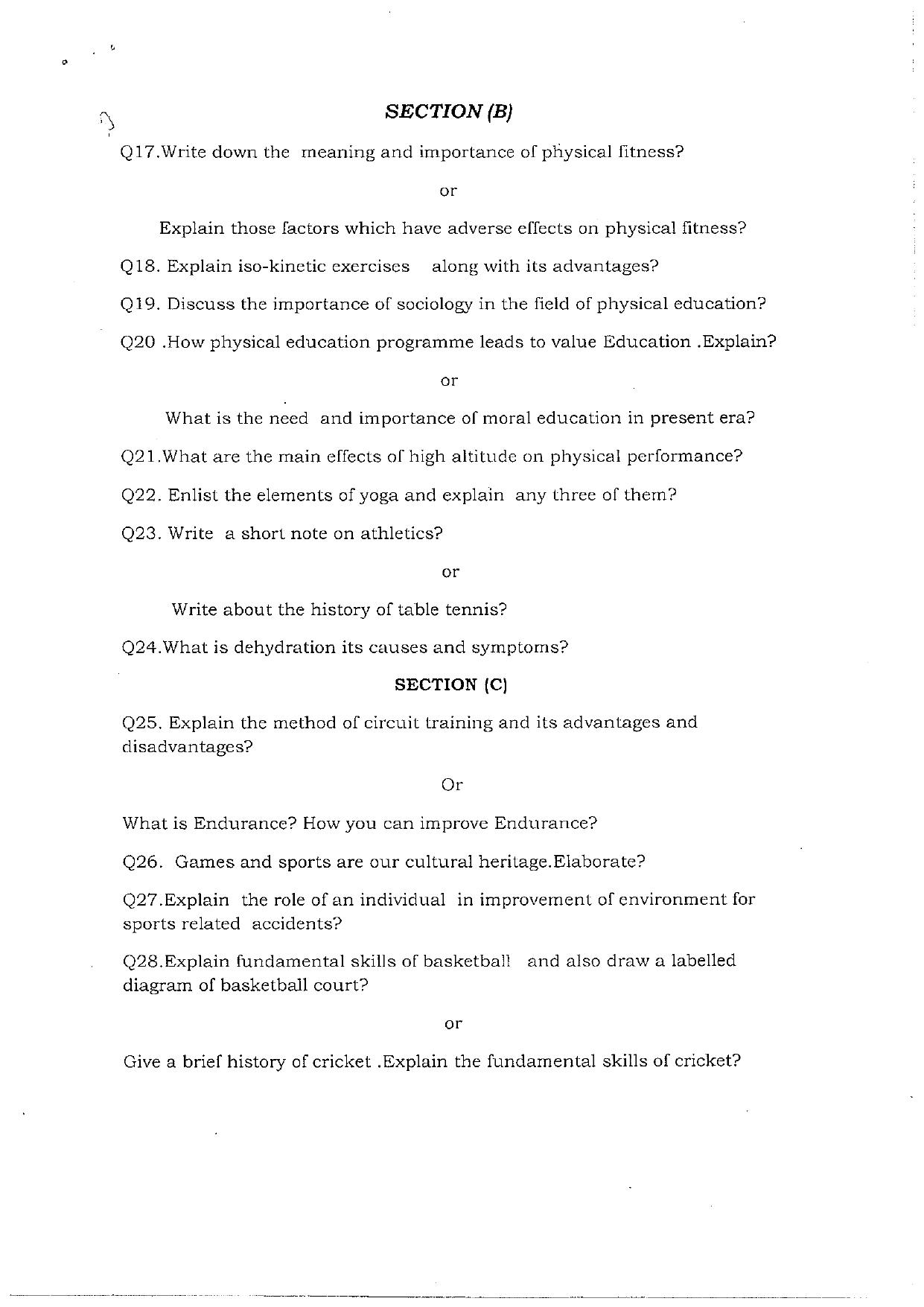 JKBOSE Class 12 Physical Education Model Question Paper - Page 3