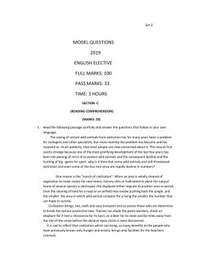 JAC Board Class 12th 2019 ENGLISH ELECTIVE SET-2 Model Paper