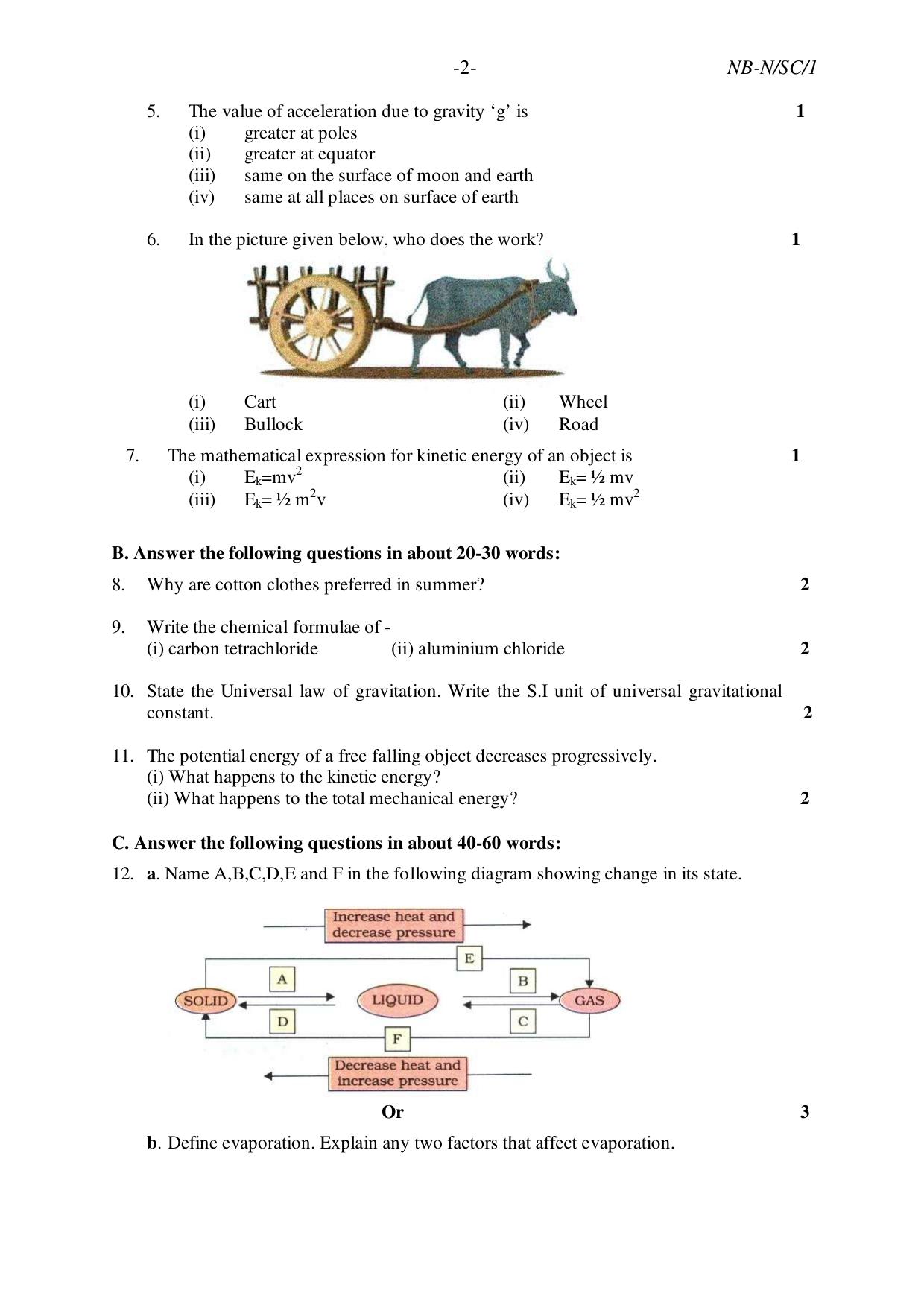 NBSE Class IX Final Examination 2023 Phase 1 Question Paper (All Subjects) - Page 5