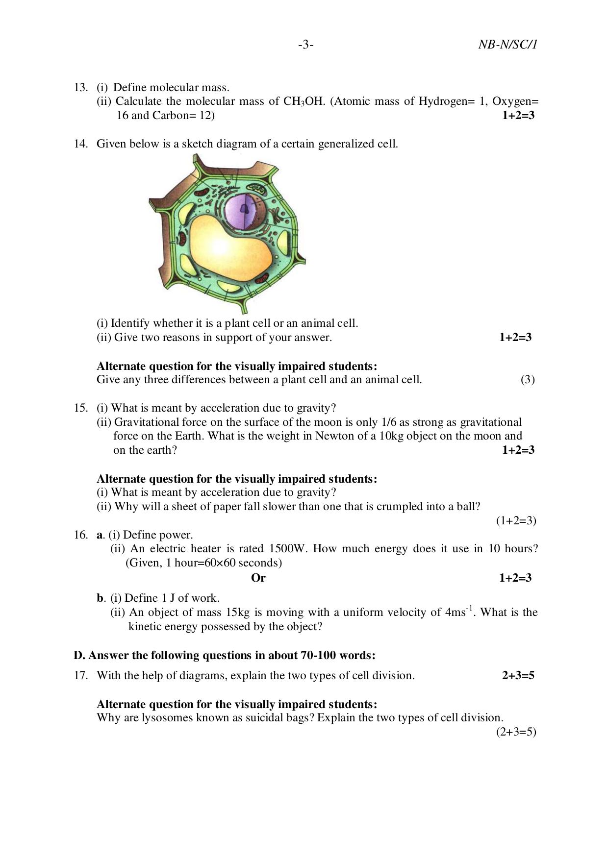 NBSE Class IX Final Examination 2023 Phase 1 Question Paper (All Subjects) - Page 6