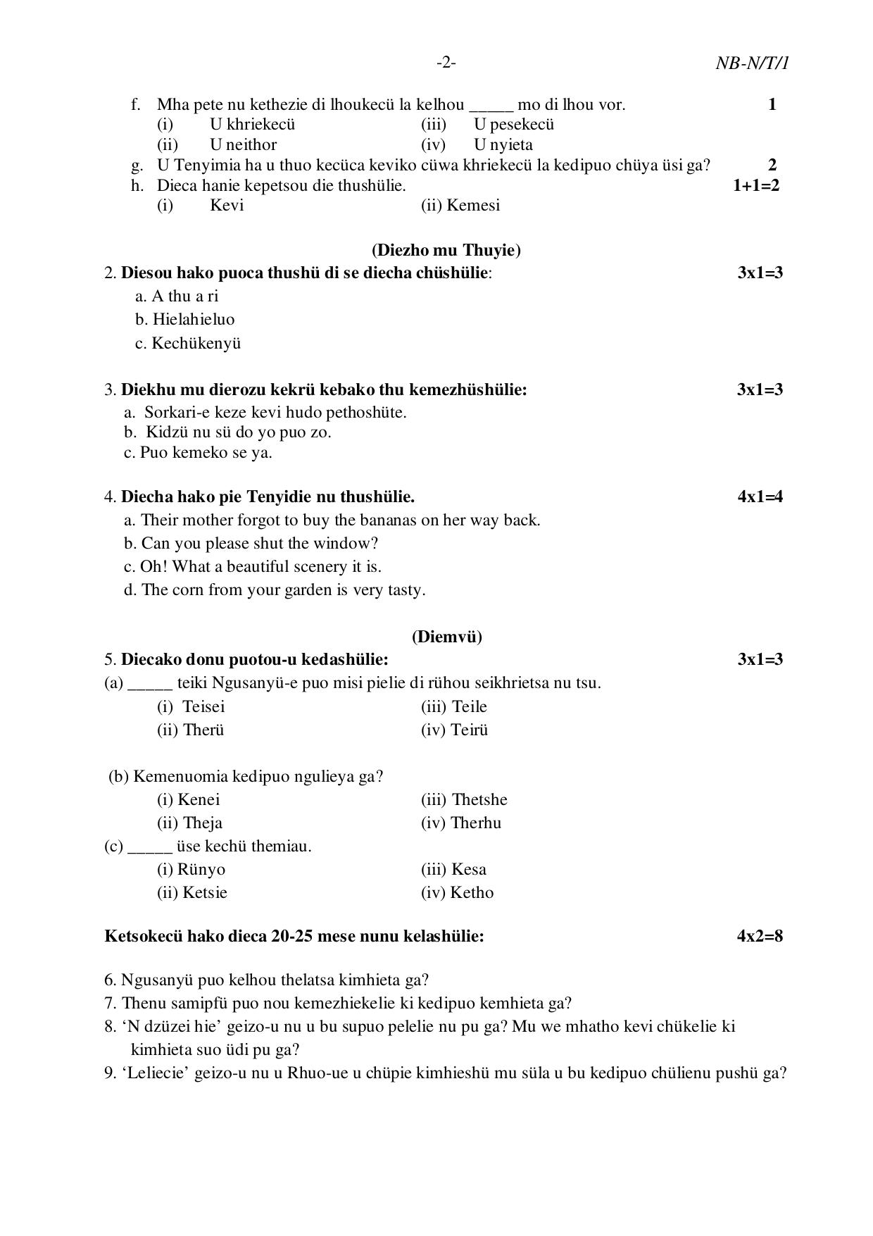 NBSE Class IX Final Examination 2023 Phase 1 Question Paper (All Subjects) - Page 9