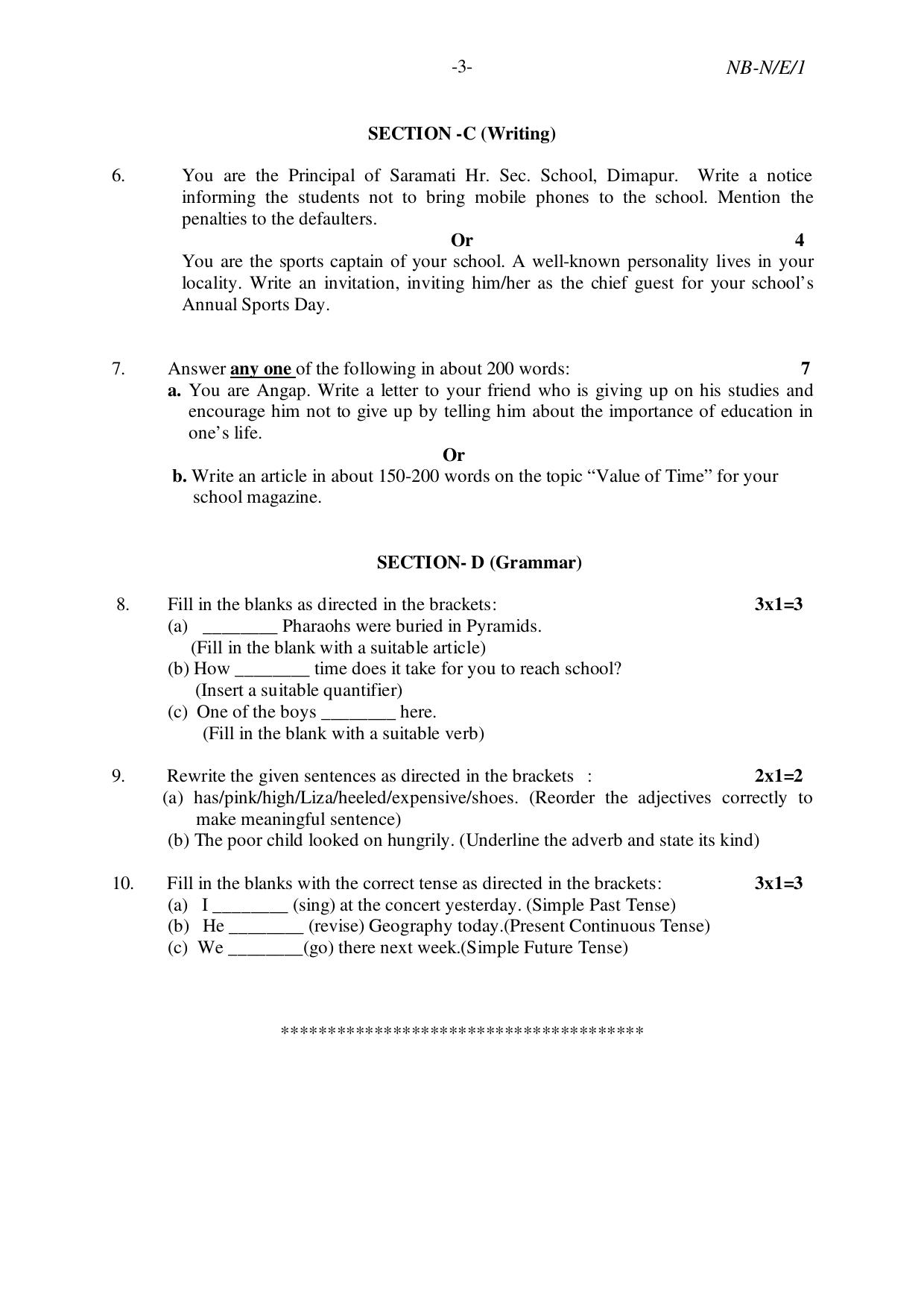 NBSE Class IX Final Examination 2023 Phase 1 Question Paper (All Subjects) - Page 35