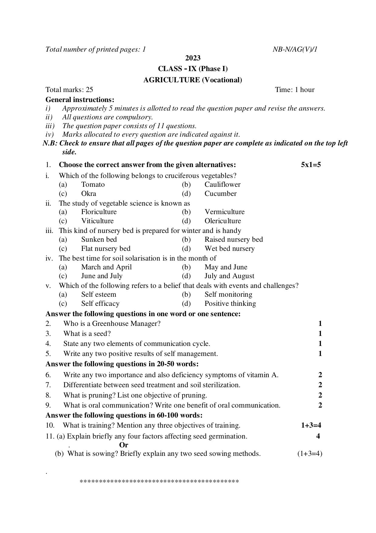 NBSE Class IX Final Examination 2023 Phase 1 Question Paper (All Subjects) - Page 53