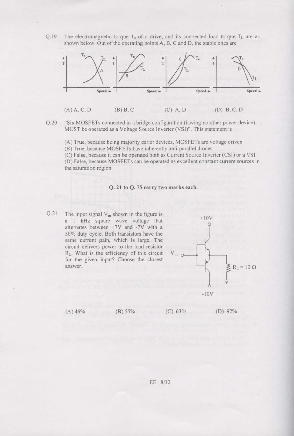 GATE 2007 Electrical Engineering (EE) Question Paper with Answer Key - Page 8