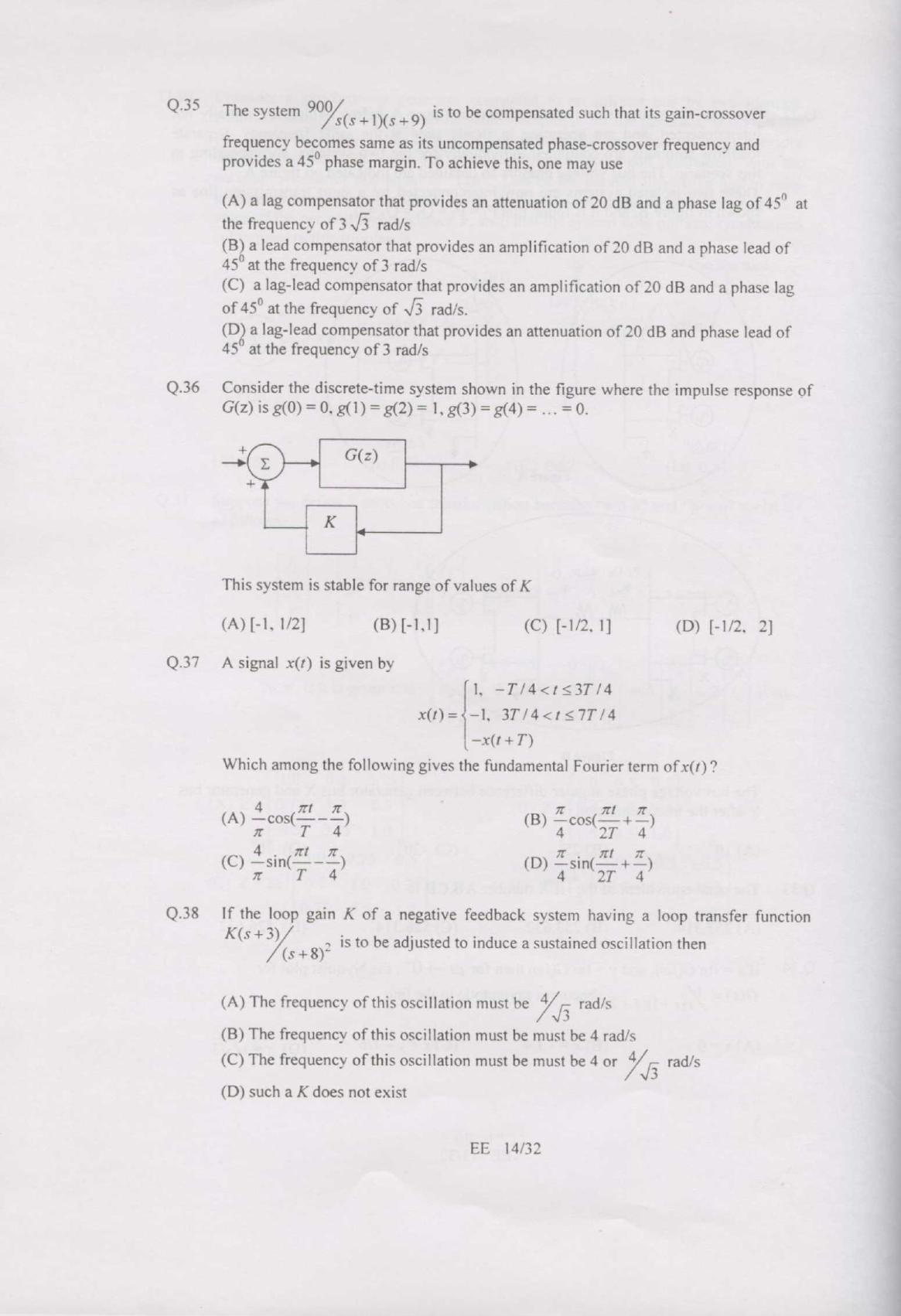 GATE 2007 Electrical Engineering (EE) Question Paper with Answer Key - Page 14