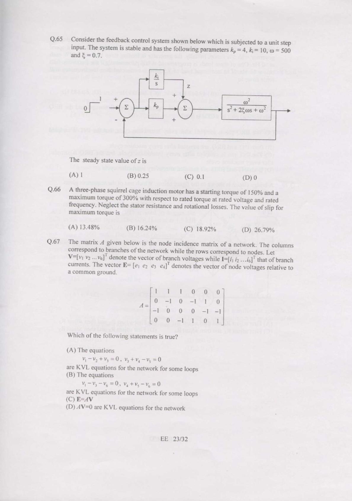 GATE 2007 Electrical Engineering (EE) Question Paper with Answer Key - Page 23