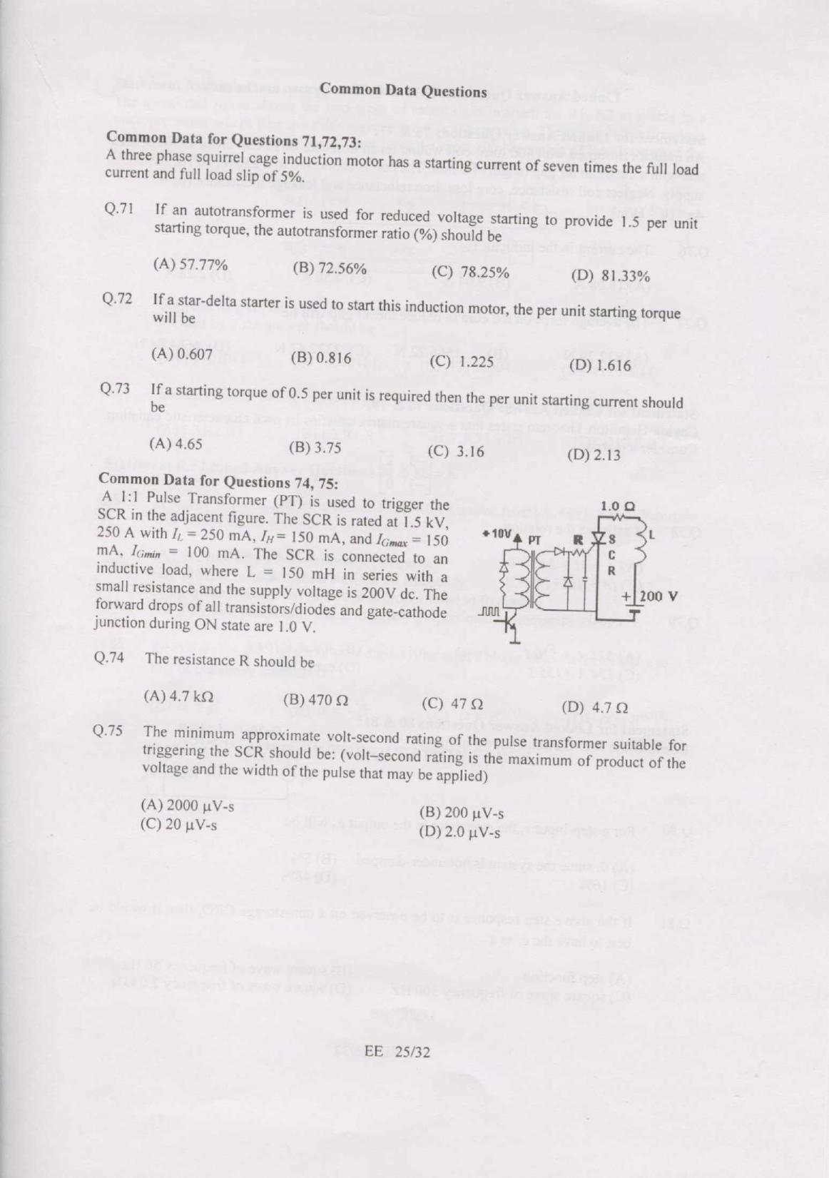 GATE 2007 Electrical Engineering (EE) Question Paper with Answer Key - Page 25