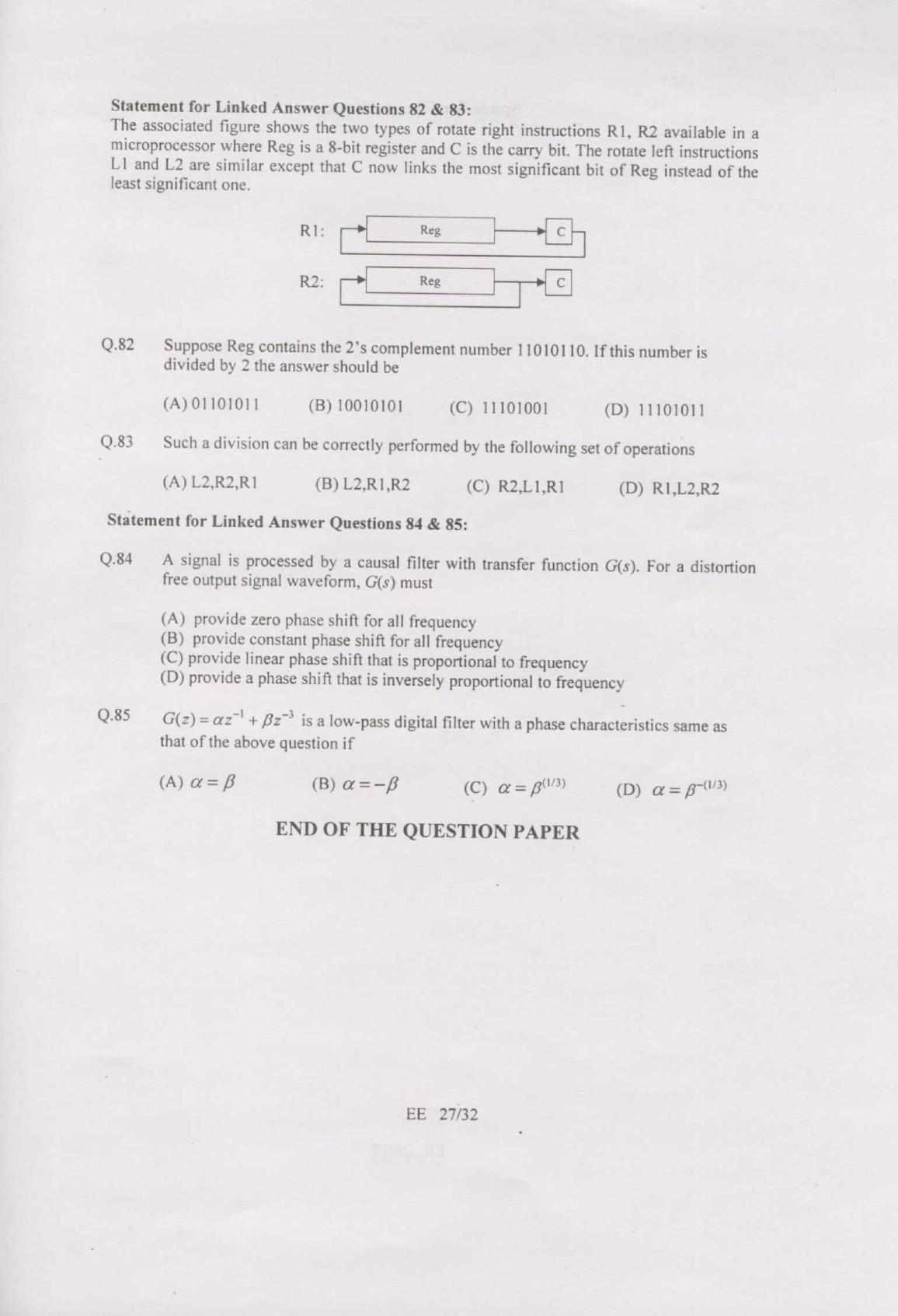 GATE 2007 Electrical Engineering (EE) Question Paper with Answer Key - Page 27