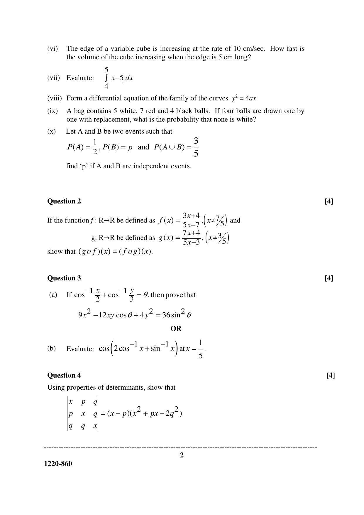 ISC Class 12 2020 Mathematics Question Paper - Page 2