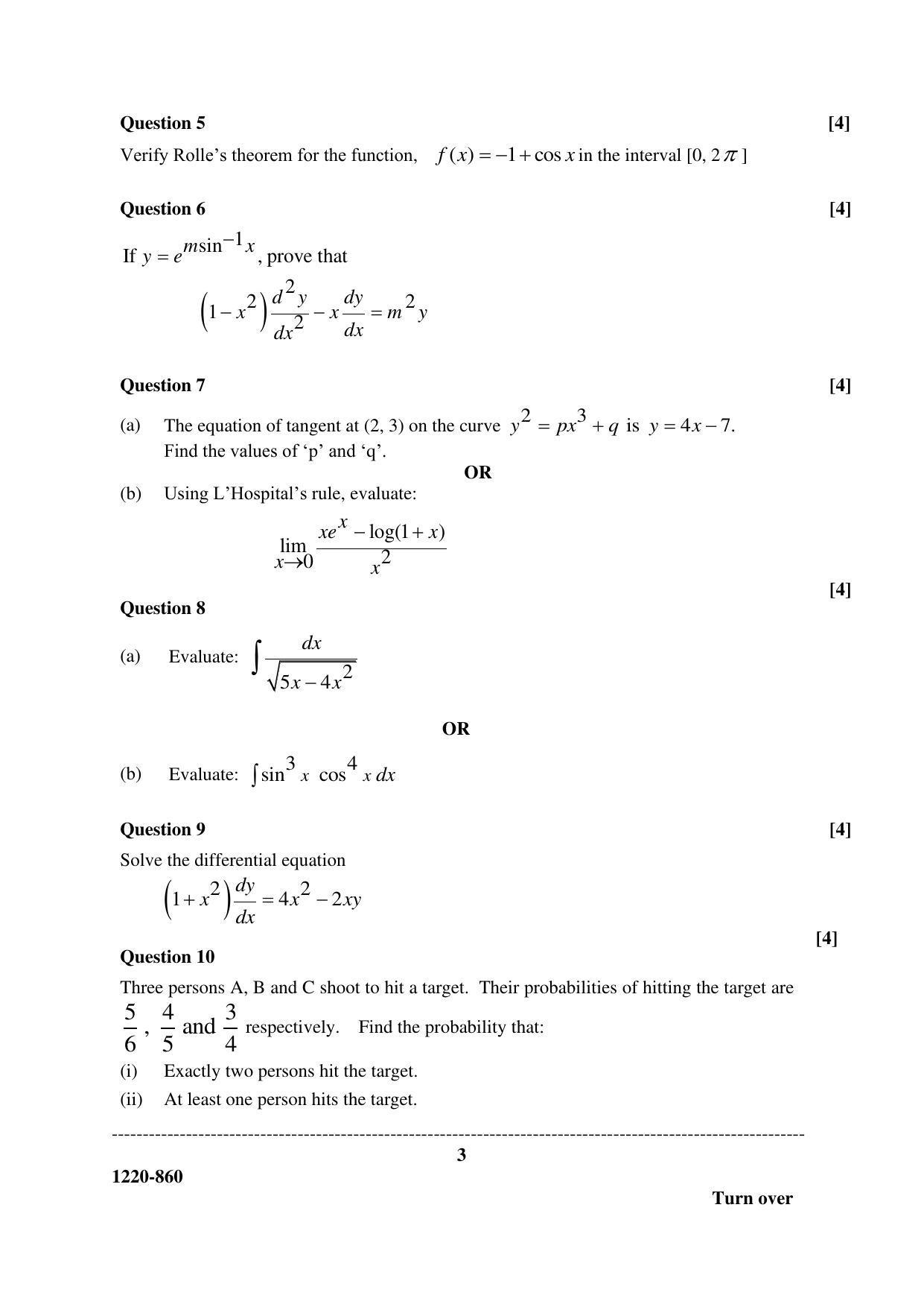 ISC Class 12 2020 Mathematics Question Paper - Page 3