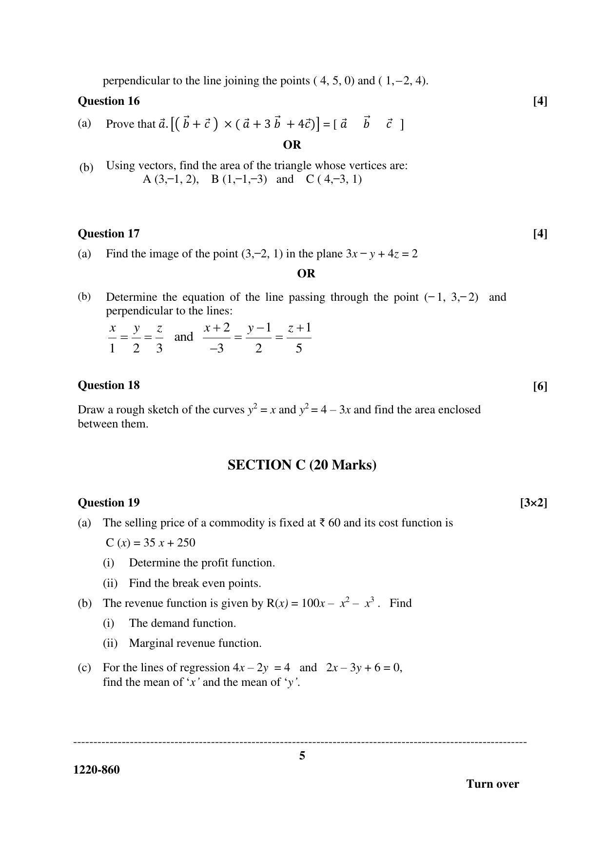 ISC Class 12 2020 Mathematics Question Paper - Page 5
